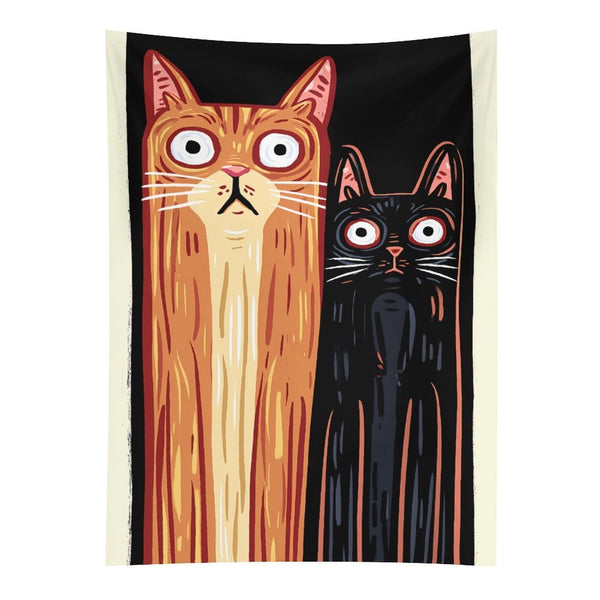 Funny Long Cats Stare Wall Tapestry (Portrait)