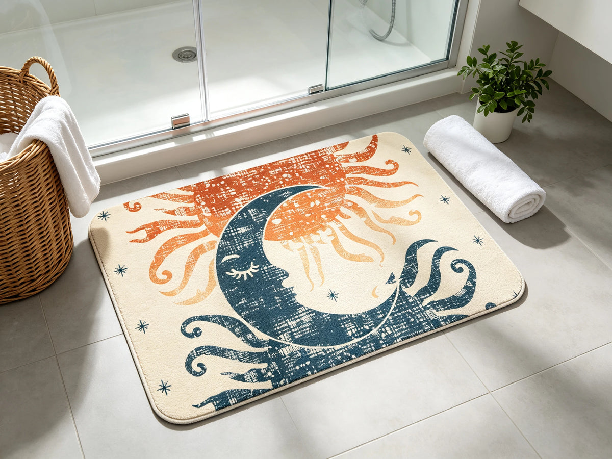 Out the door — diatomite bath mat, fresh from a shower
