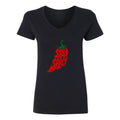 Stay Spicy Chili Women’s V-Neck Graphic Tee - black - 正面