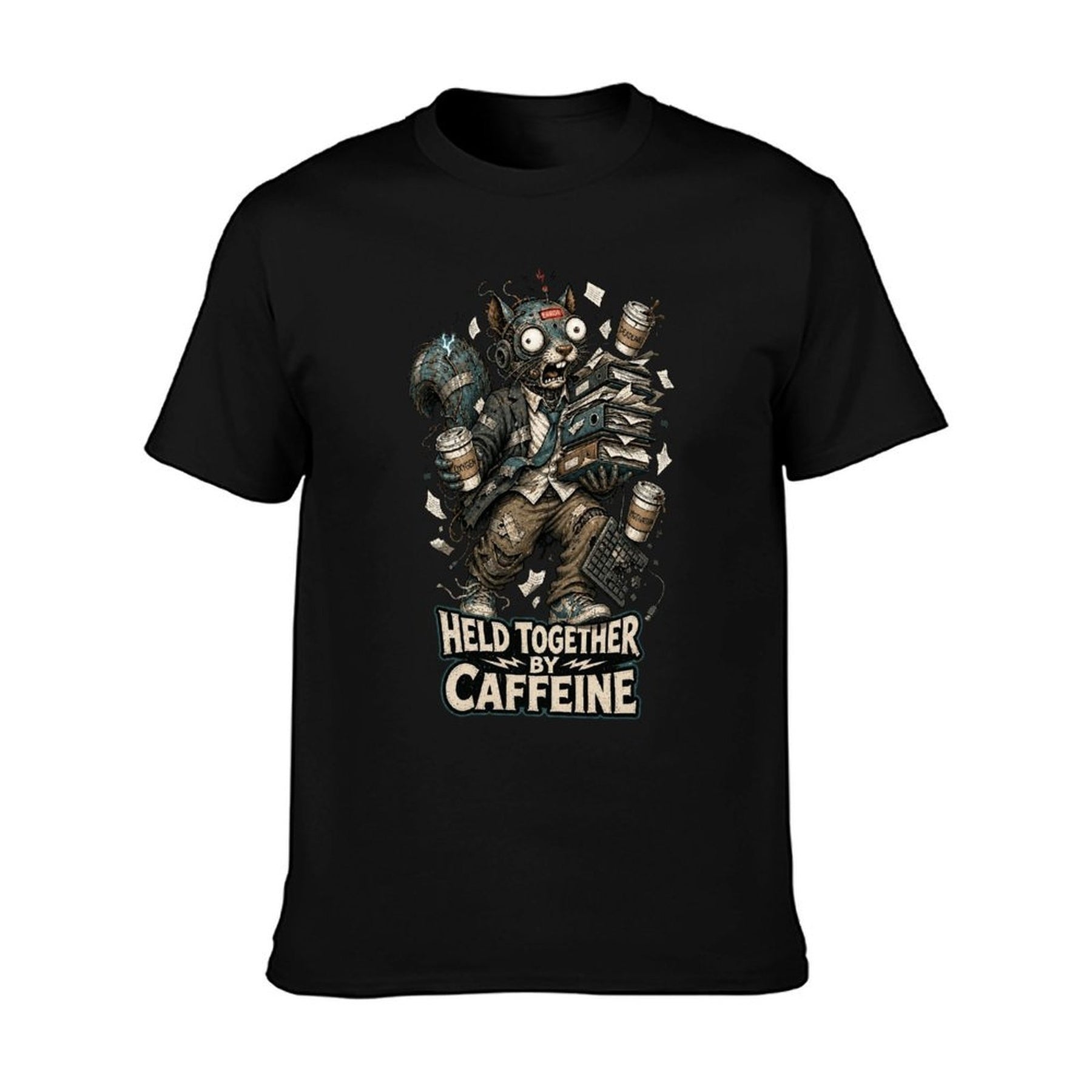 Held Together by Caffeine Unisex Graphic Tee - black - 正面