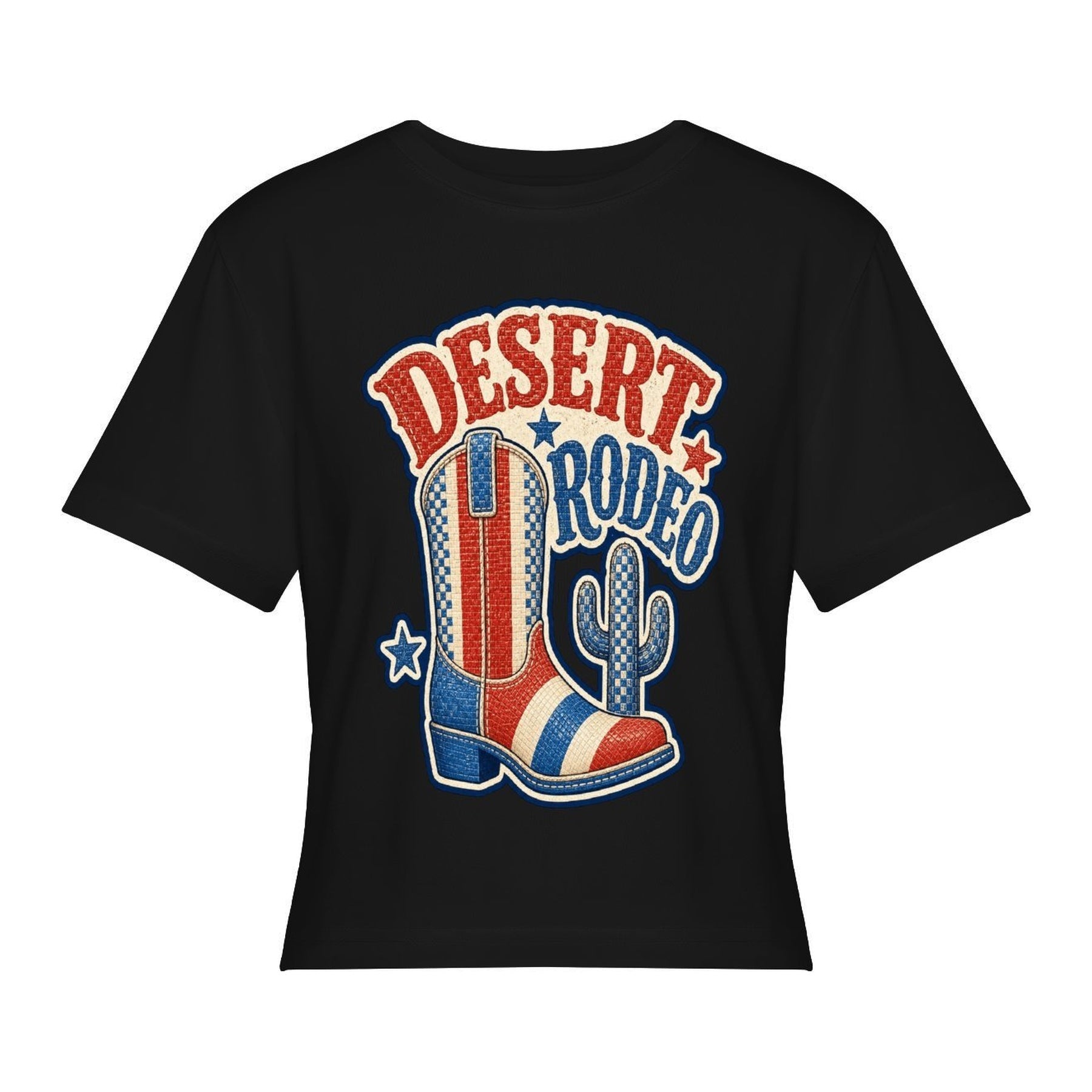 Desert Rodeo Women’s Stretch Crop Graphic Tee - black - 正面