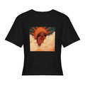 Retro Sunset Portrait Women’s Stretch Crop Graphic Tee - black - 正面