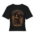 Raven Moon Society Women’s Stretch Crop Graphic Tee - black - 正面