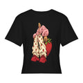 Strawberry Mushroom Women’s Stretch Crop Graphic Tee - black - 正面