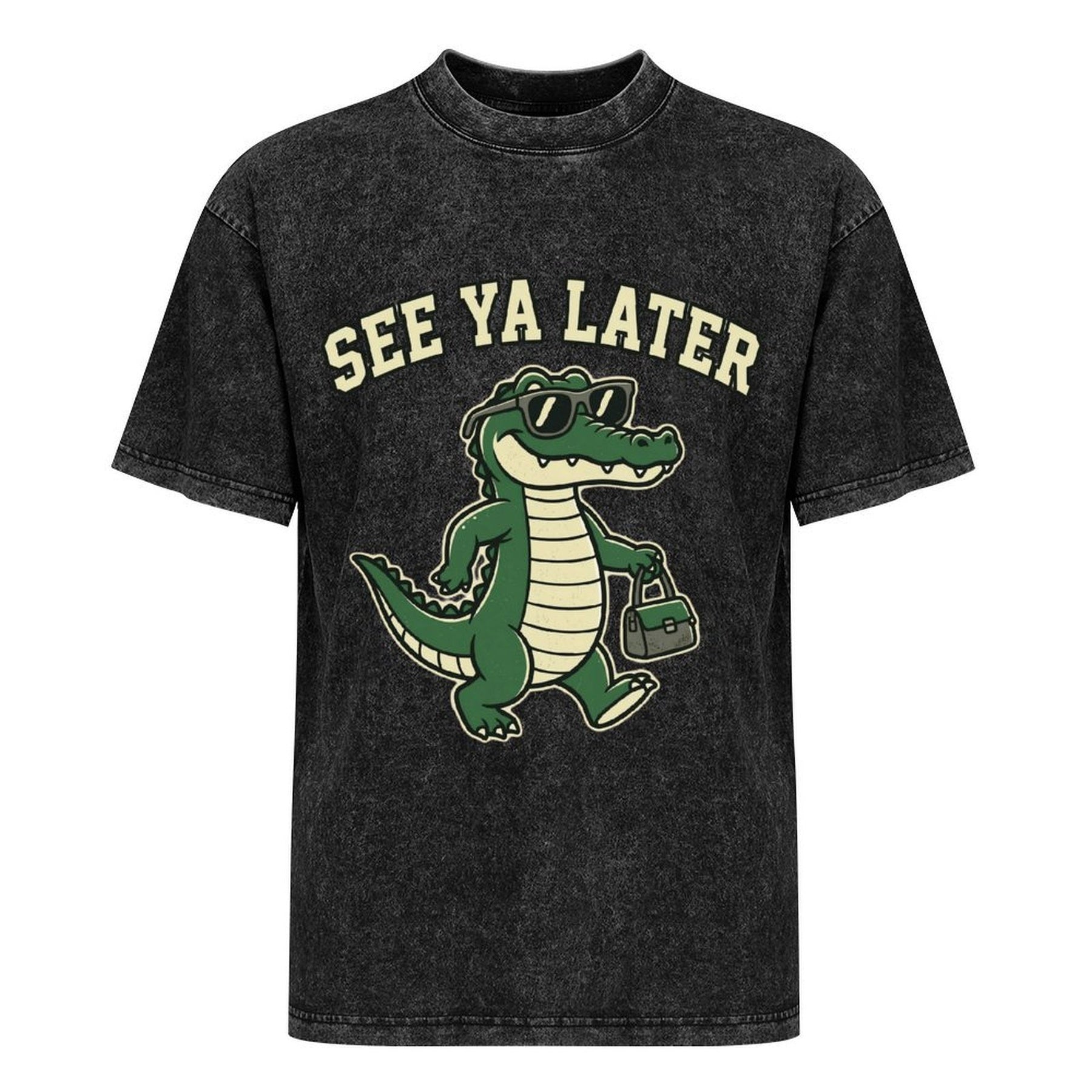 See Ya Later Crocodile Washed Graphic Tee - Front