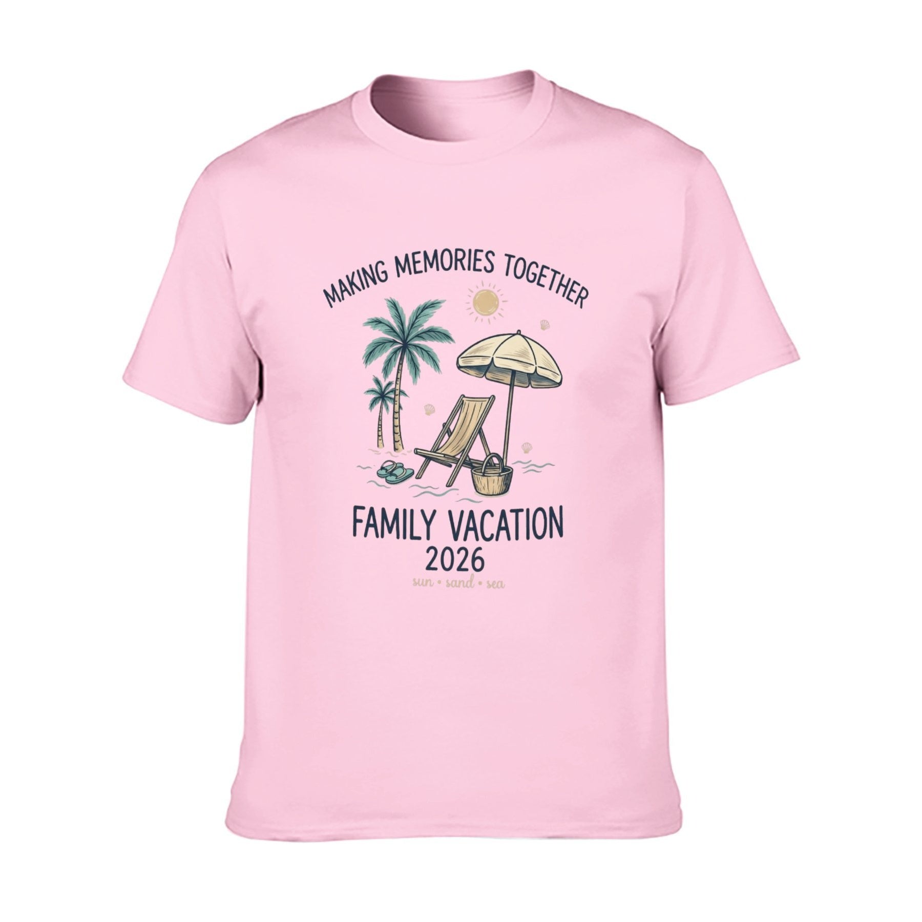 Family Vacation Retro Unisex Graphic Tee - Pale pink - 正面
