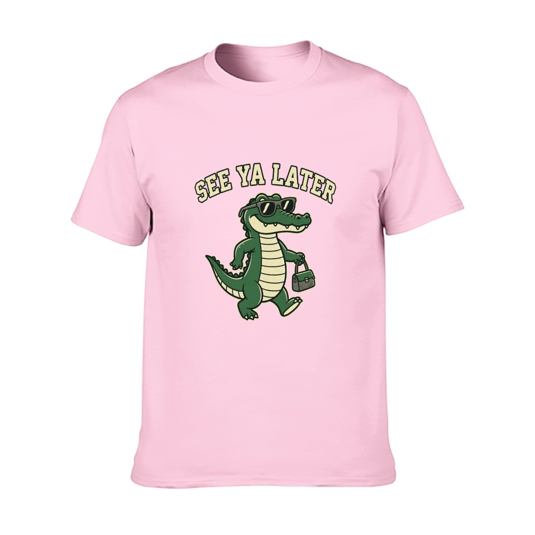 See Ya Later Crocodile Unisex Graphic Tee - Pale pink - 正面
