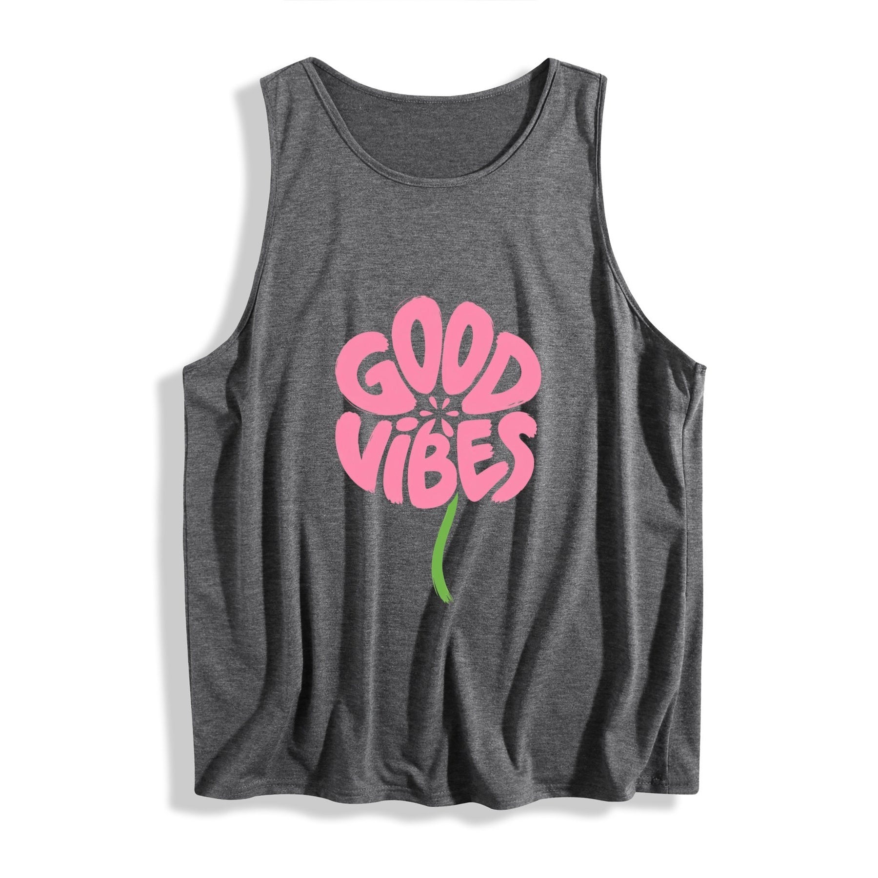 Good Vibes Flower Women’s Graphic Tank - dark gray - 正面
