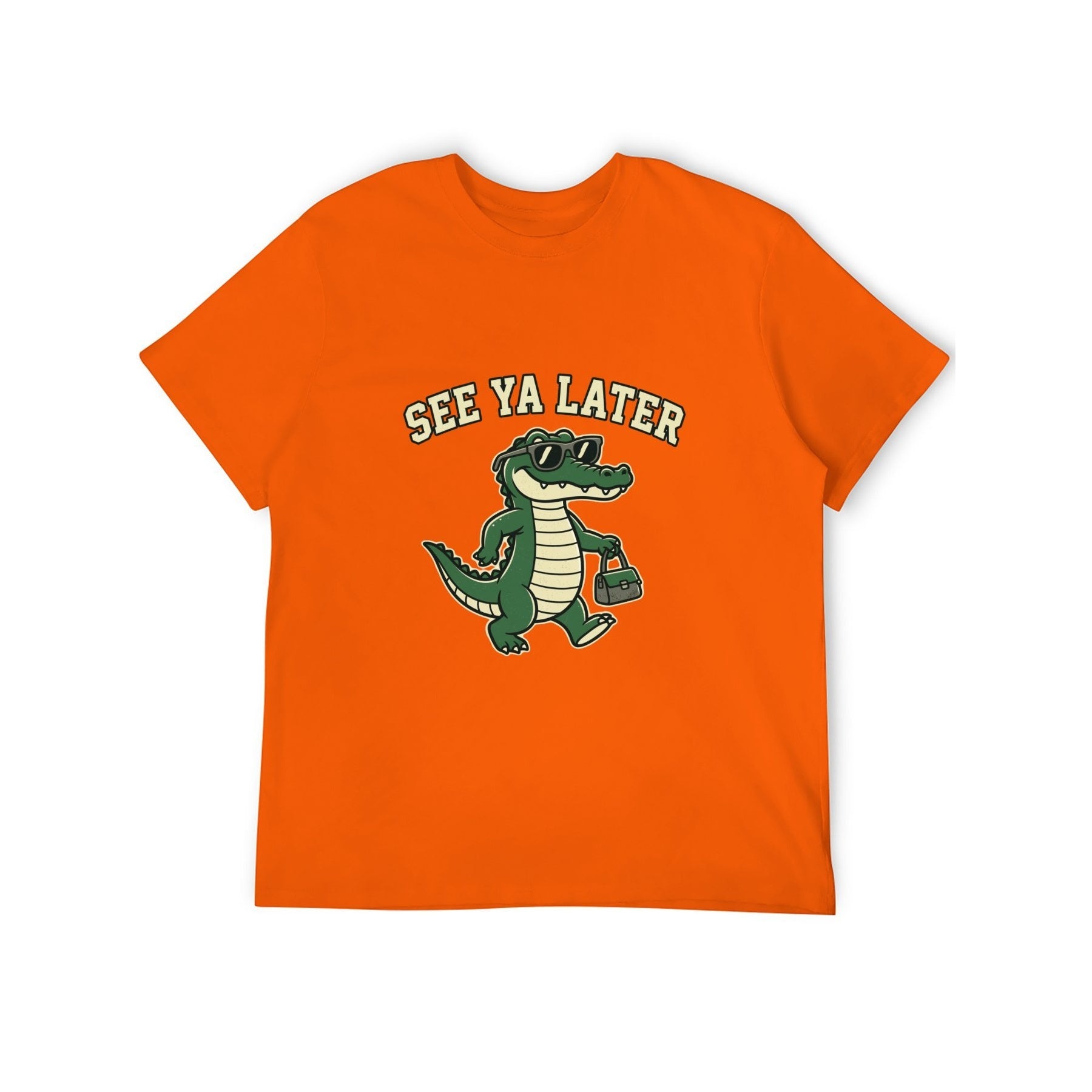 See Ya Later Crocodile Unisex Graphic Tee - Tangerine - 正面