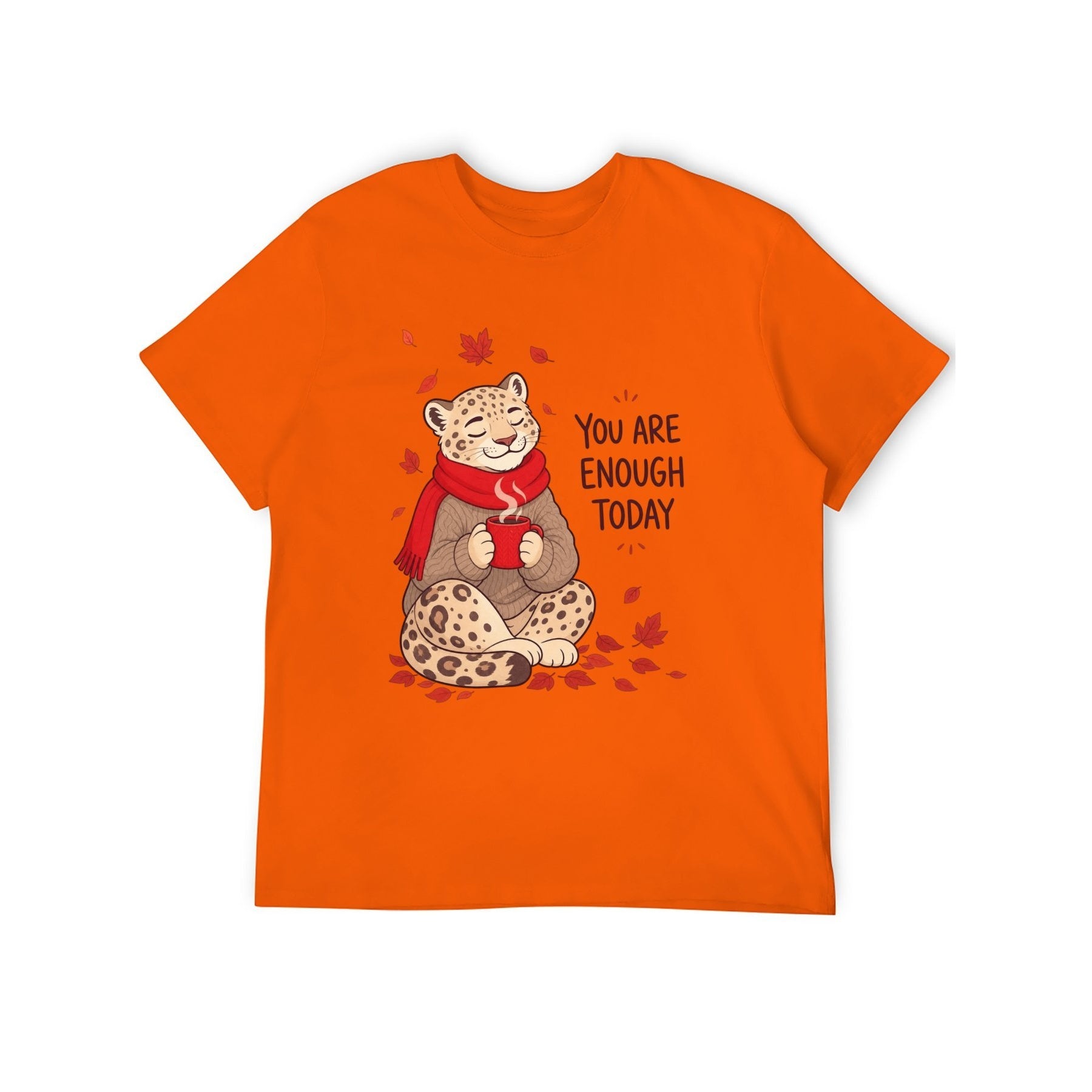 You Are Enough Today Cat Unisex Graphic Tee - Tangerine - 正面