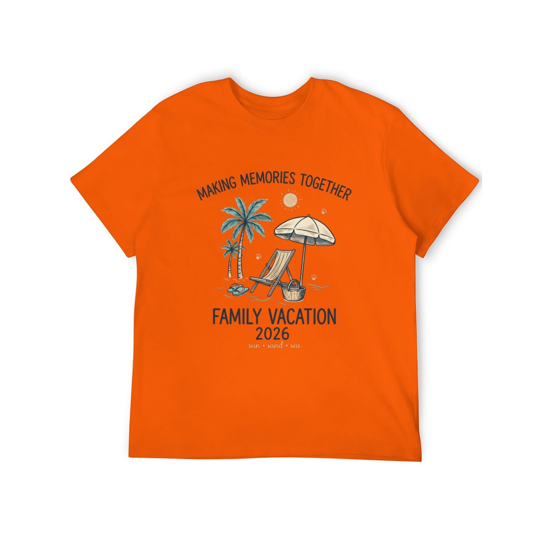 Family Vacation Retro Unisex Graphic Tee - Tangerine - 正面