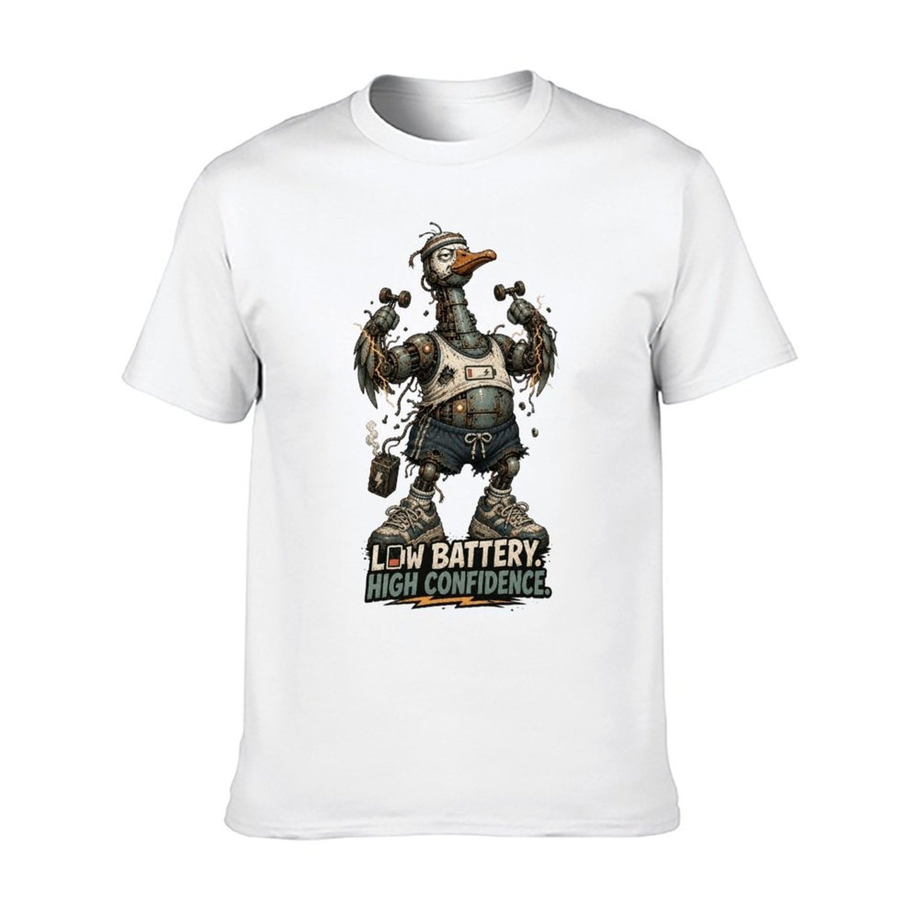 Low Battery High Confidence Unisex Graphic Tee - white - 正面
