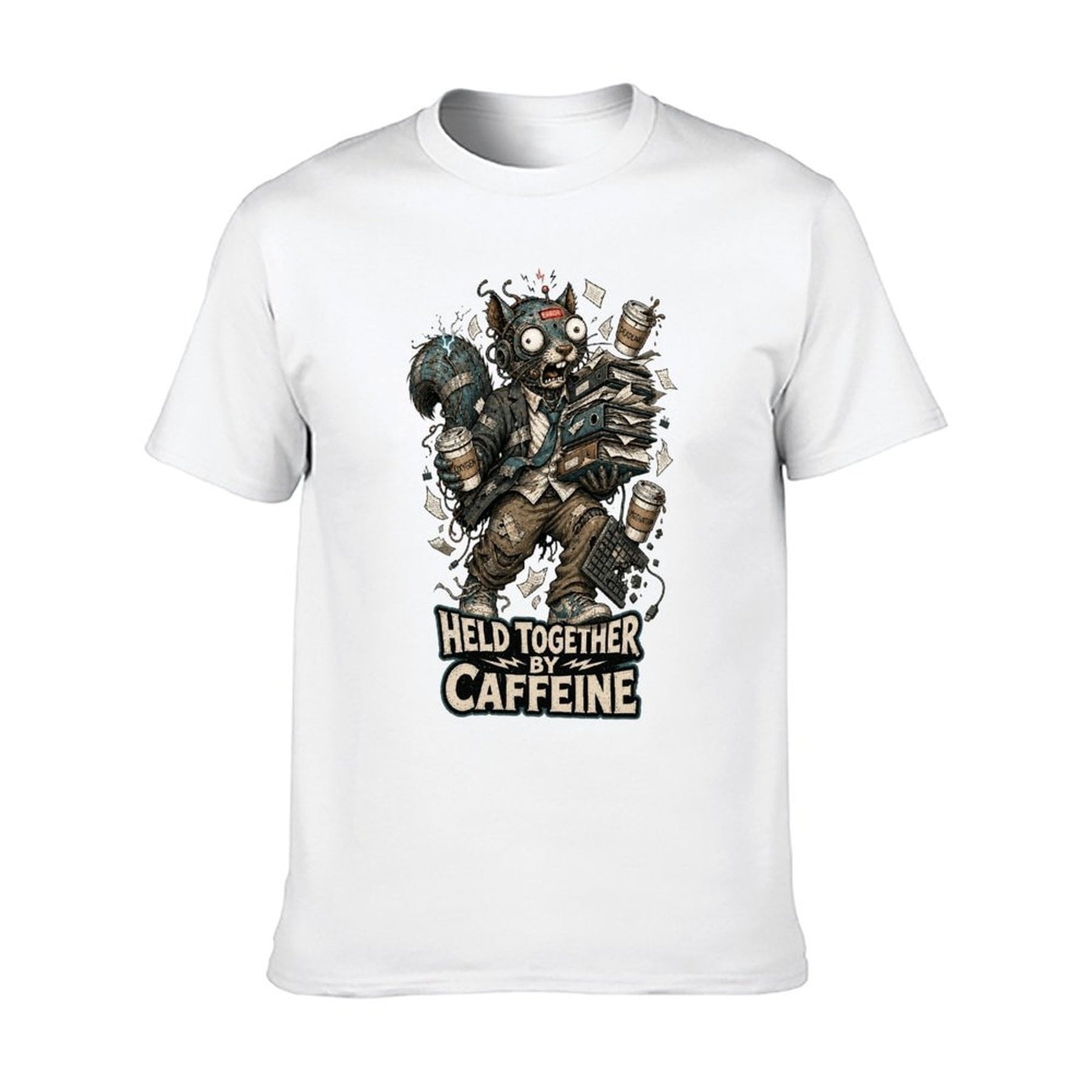 Held Together by Caffeine Unisex Graphic Tee - white - 正面