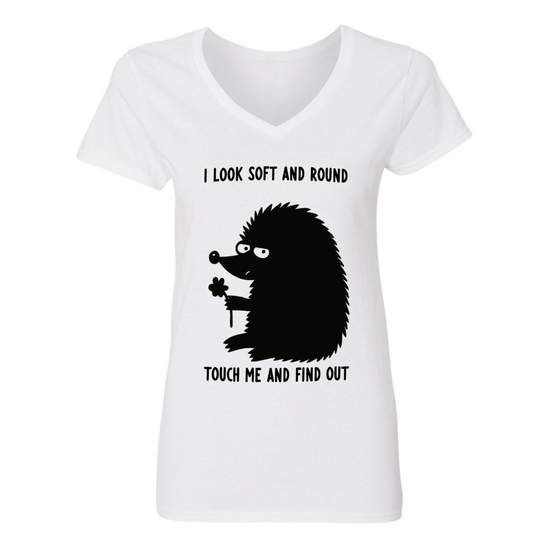 Shadow Mood Women’s V-Neck Graphic Tee - white - 正面
