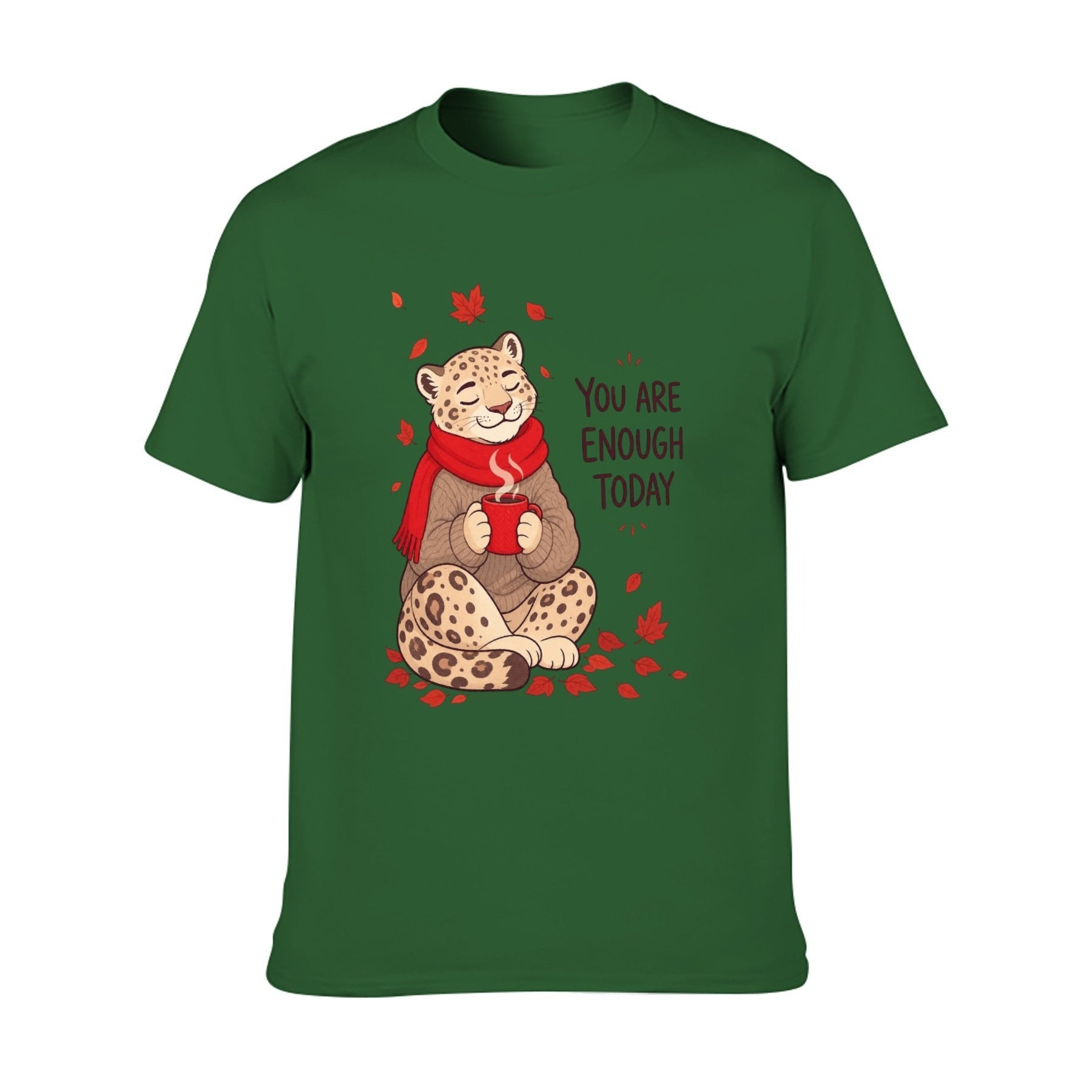 You Are Enough Today Cat Unisex Graphic Tee - army green - 正面