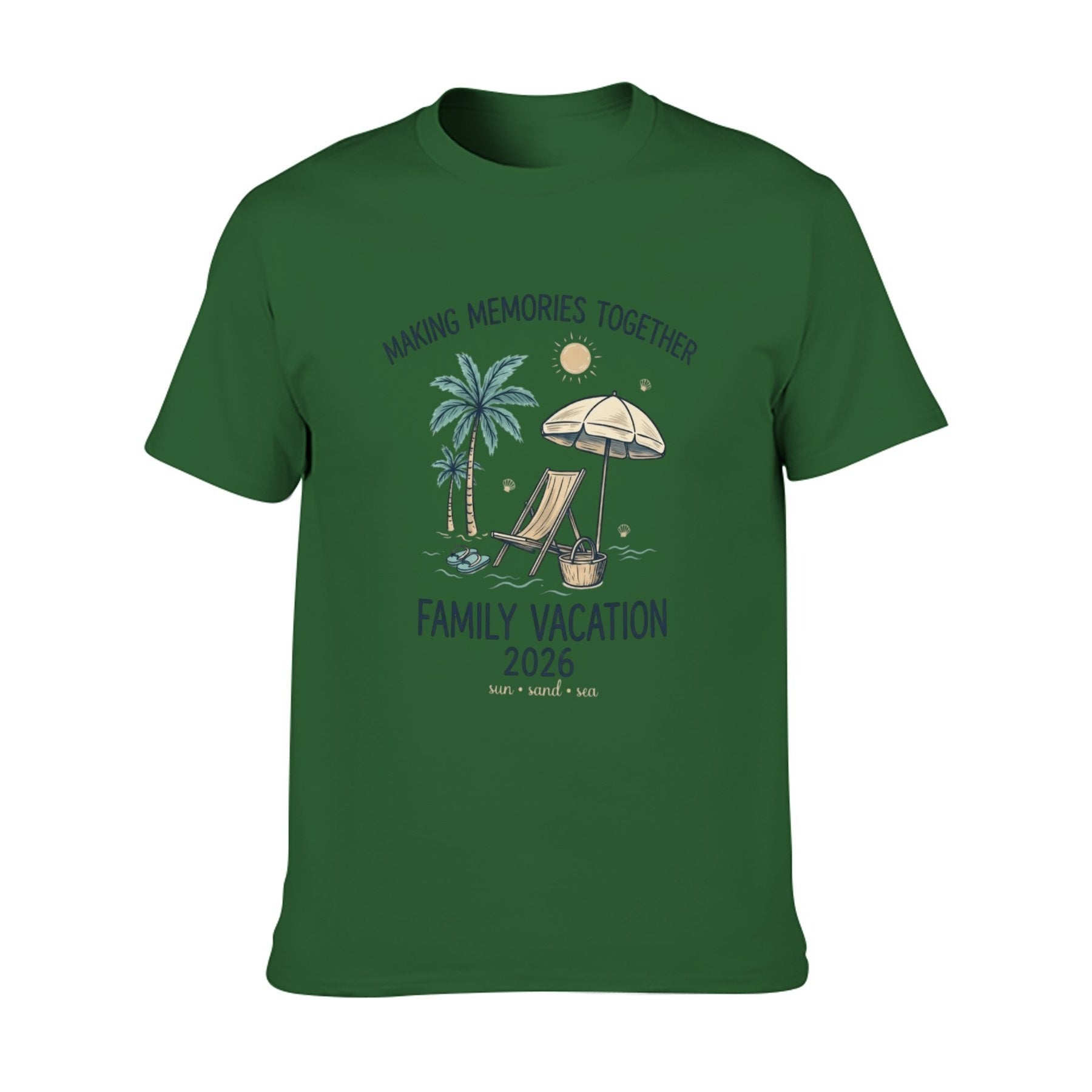 Family Vacation Retro Unisex Graphic Tee - army green - 正面