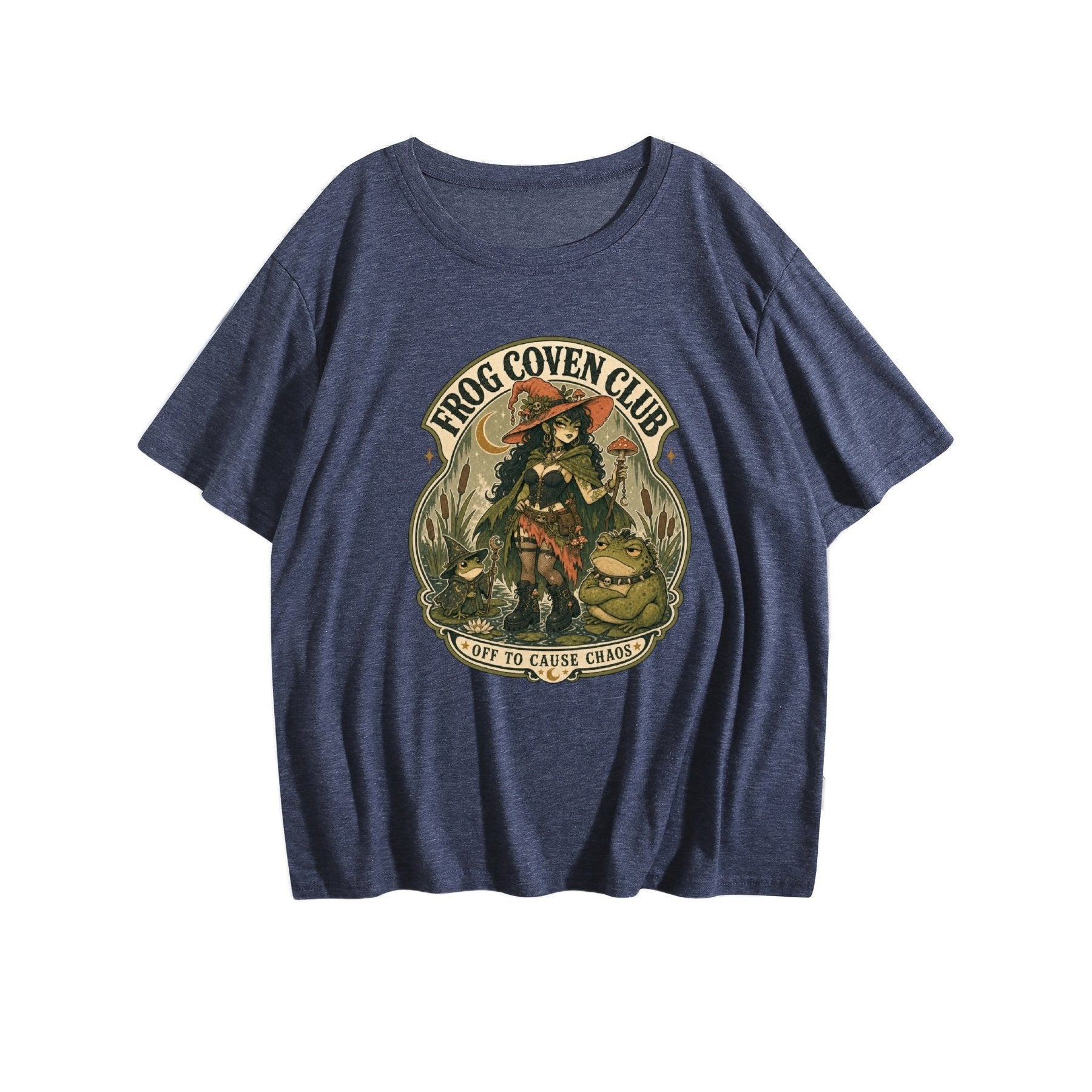Frog Coven Club Women’s Graphic Tee - Middle navy blue - 正面