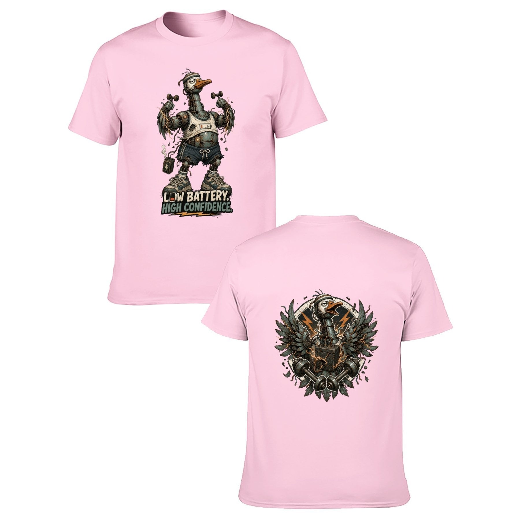 Gothic Crest Two-Sided Unisex Graphic Tee - Pale pink - 正反两面