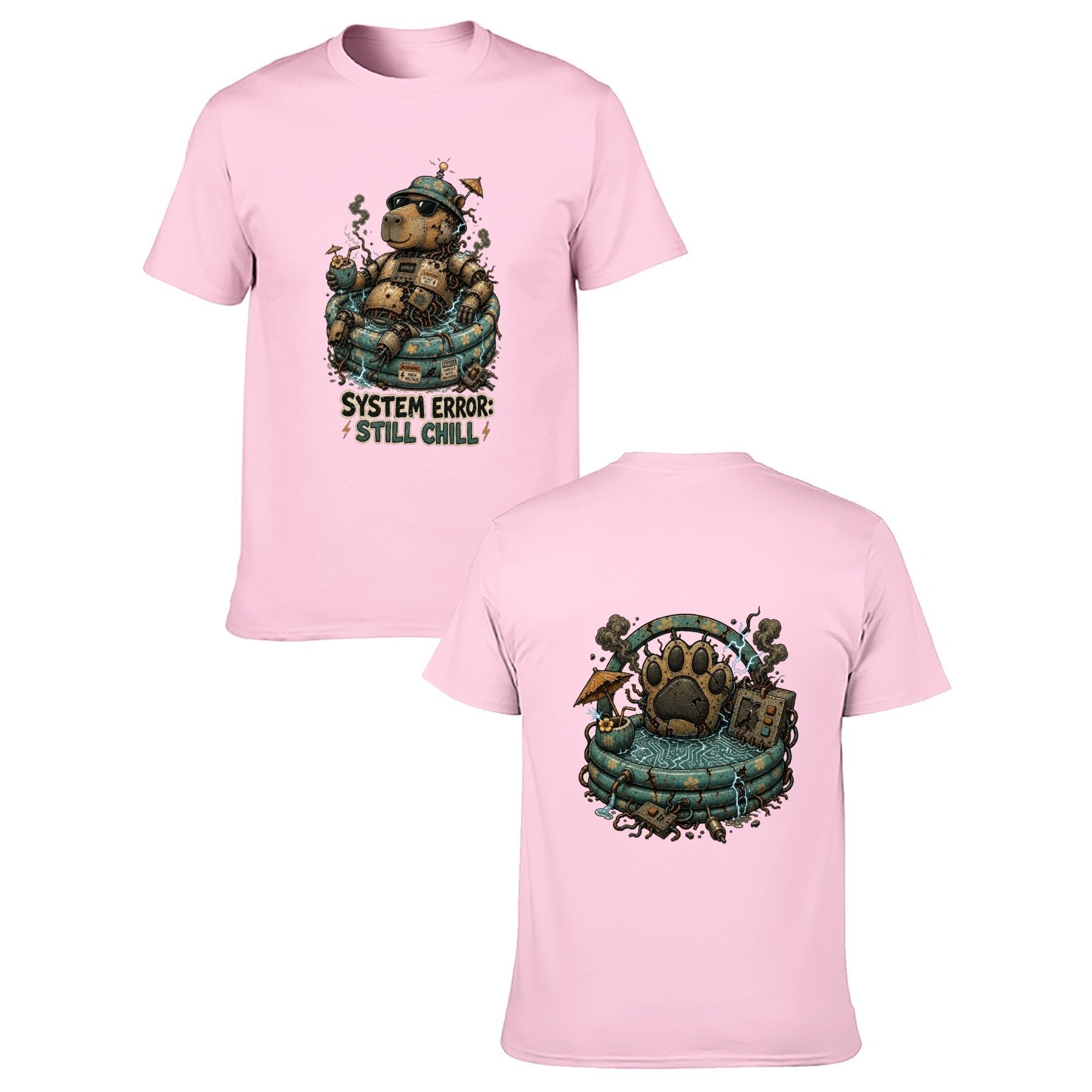 Paw Ritual Crest Two-Sided Unisex Graphic Tee - Pale pink - 正反两面