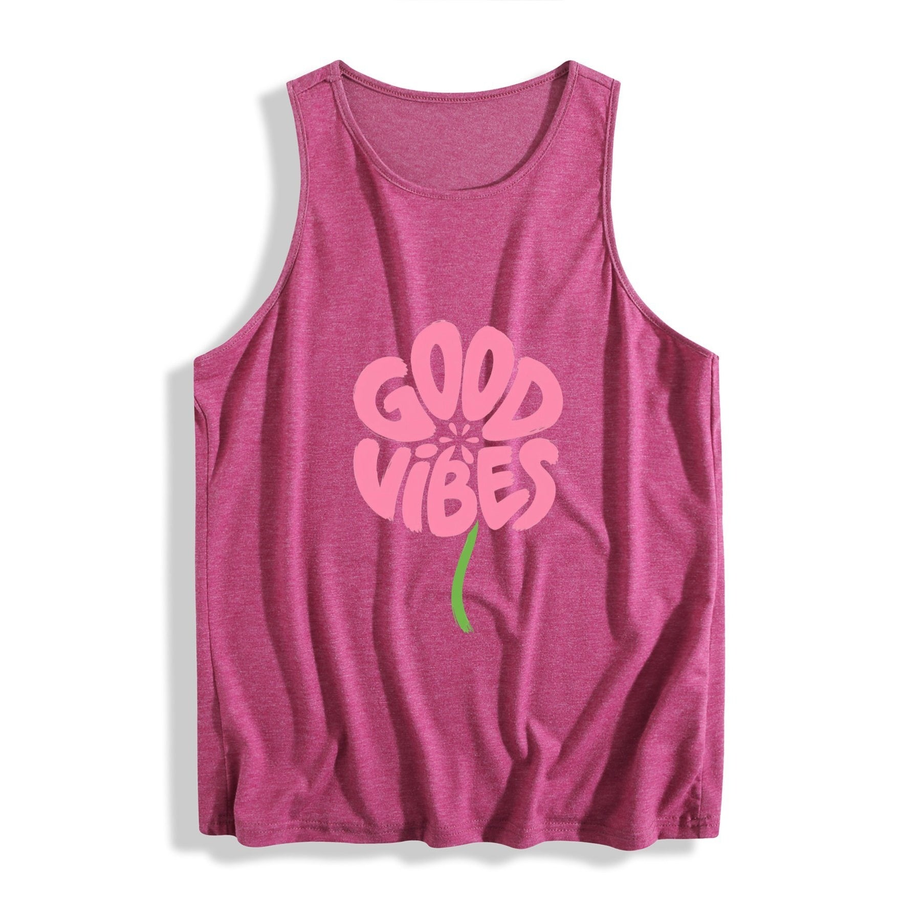 Good Vibes Flower Women’s Graphic Tank - rose red - 正面