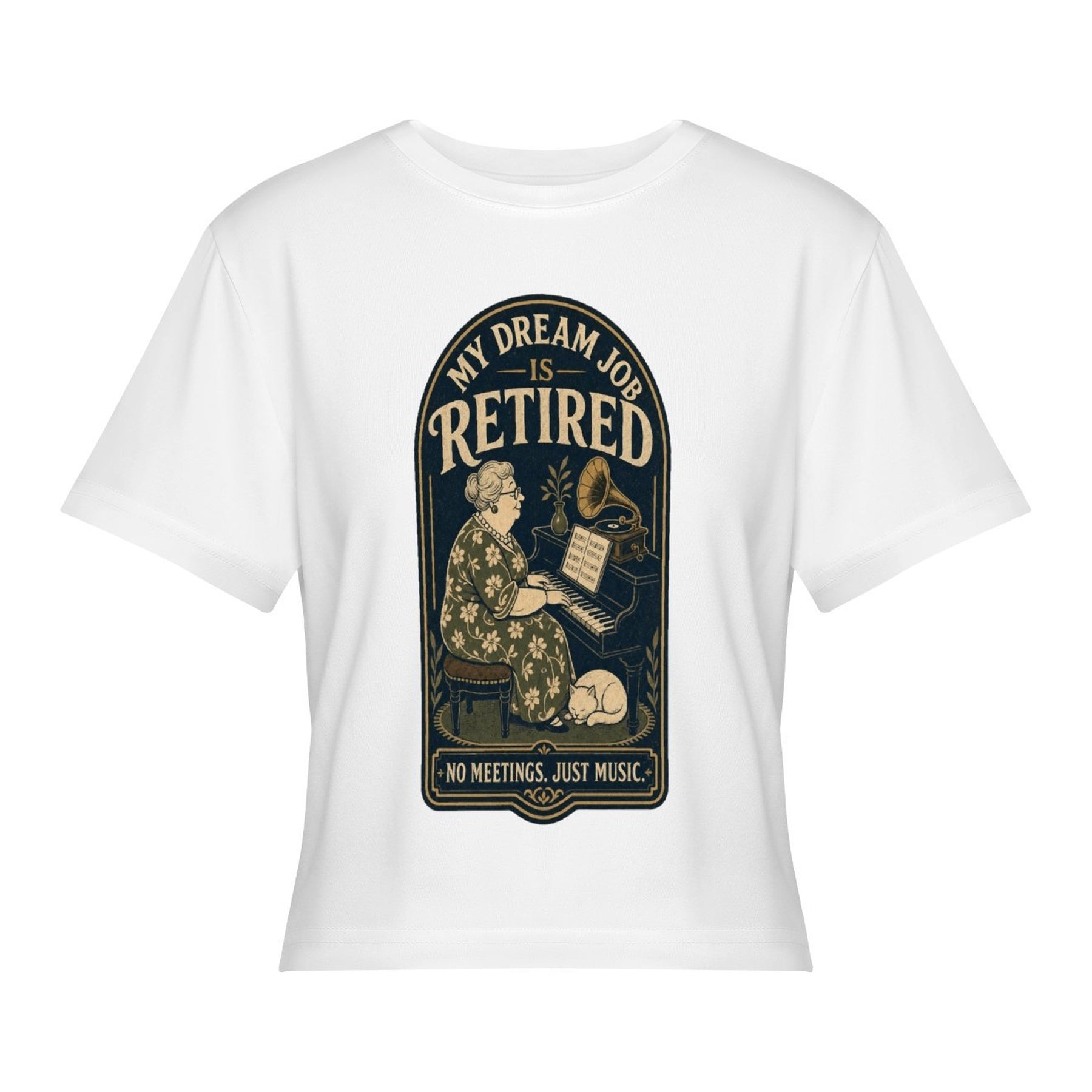 Retired Skeleton Women’s Stretch Crop Graphic Tee - white - 正面