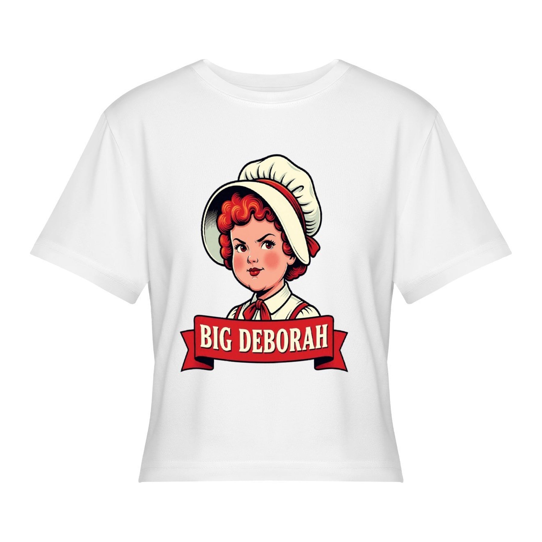 Big Deborah Women’s Stretch Crop Graphic Tee - white - 正面
