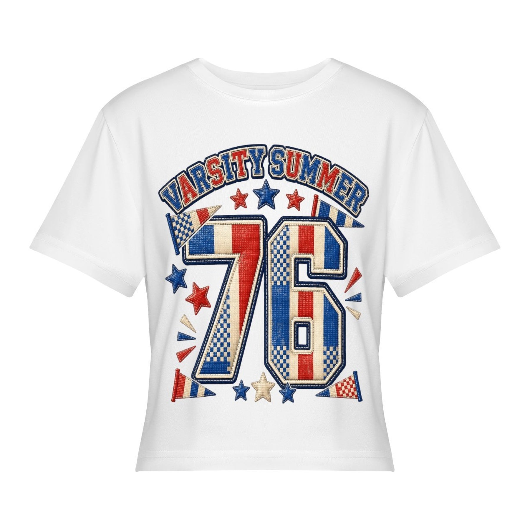 1776 Americana Women’s Stretch Crop Graphic Tee - white - 正面