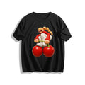 Cherry Character Women’s Graphic Tee - black - 正面