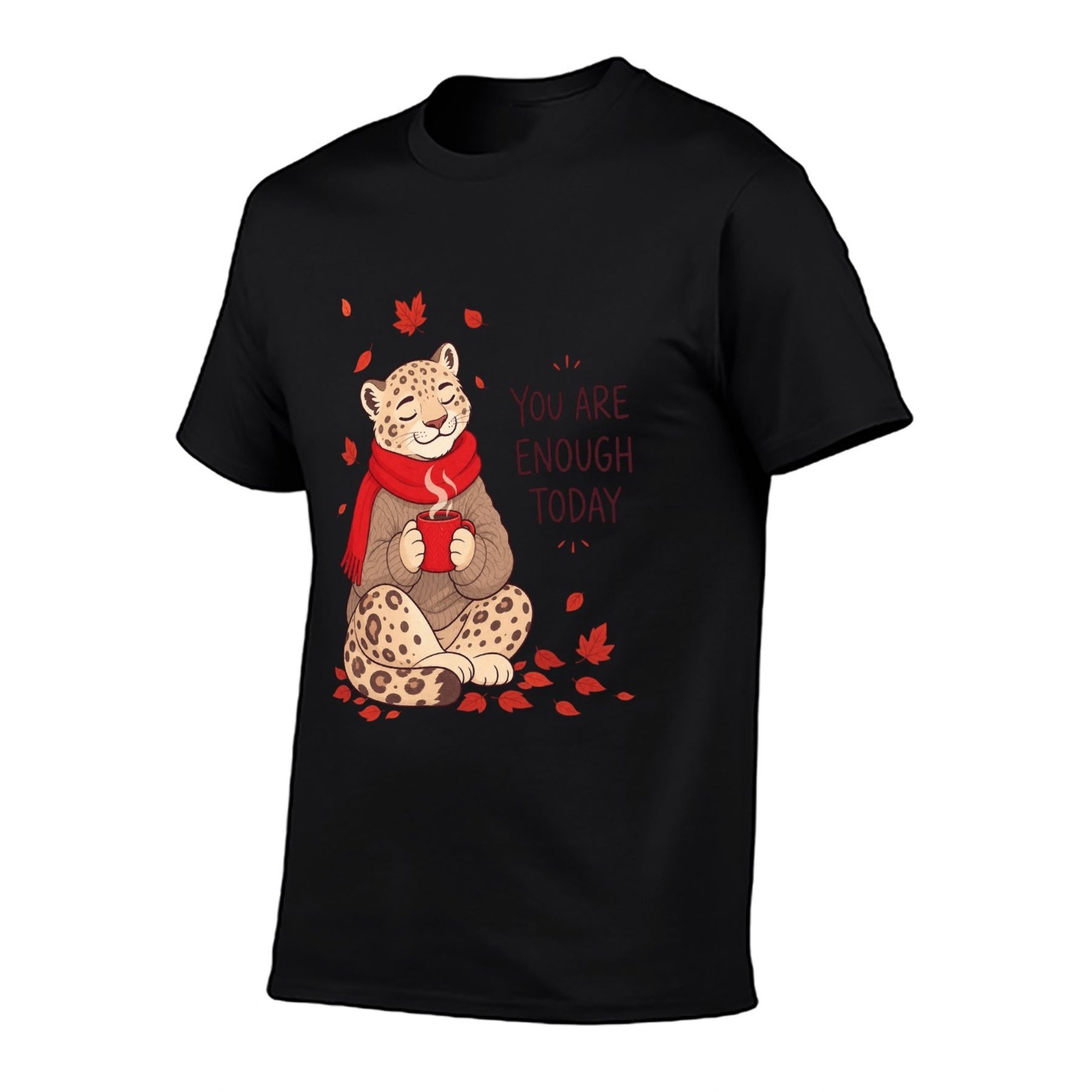 You Are Enough Today Cat Unisex Graphic Tee - black - 正面