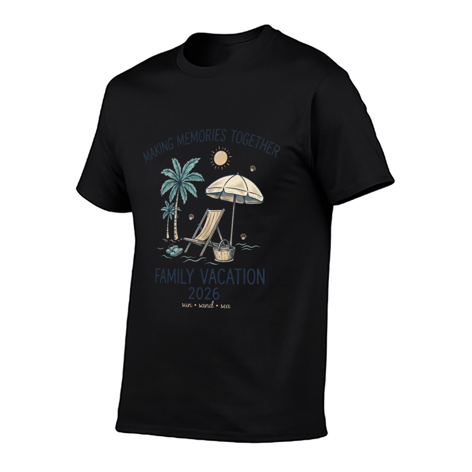 Family Vacation Retro Unisex Graphic Tee - black - 正面