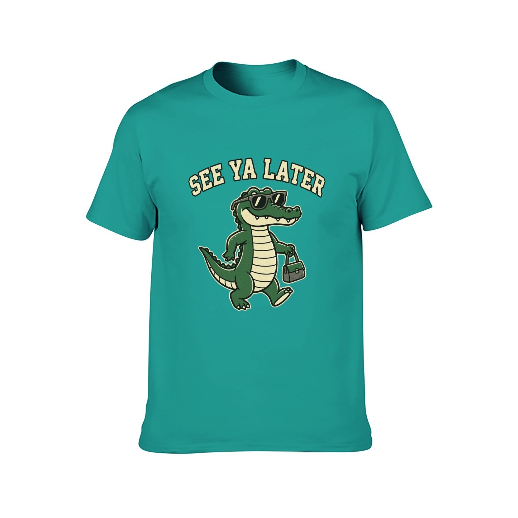 See Ya Later Crocodile Unisex Graphic Tee - blue-green - 正面