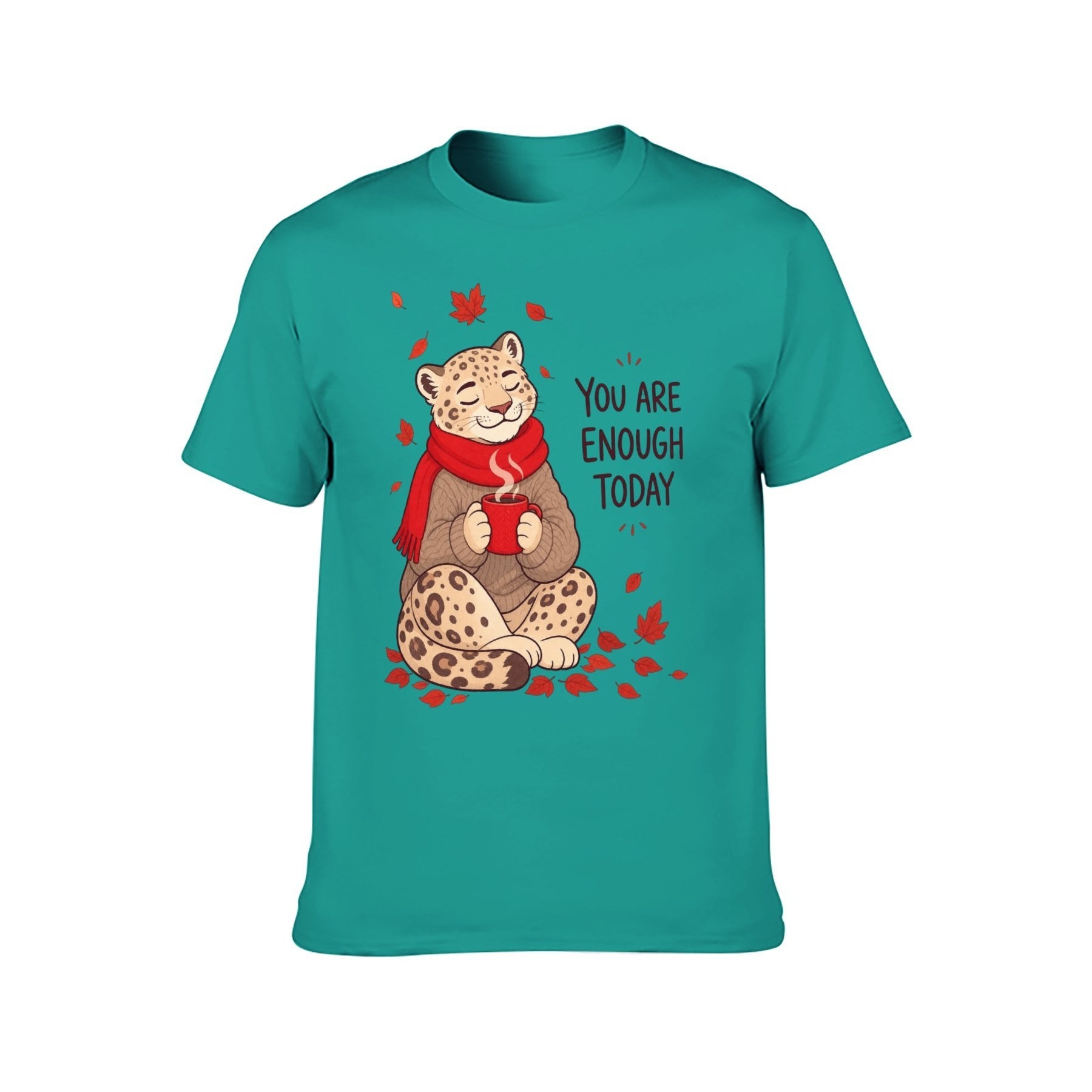 You Are Enough Today Cat Unisex Graphic Tee - blue-green - 正面