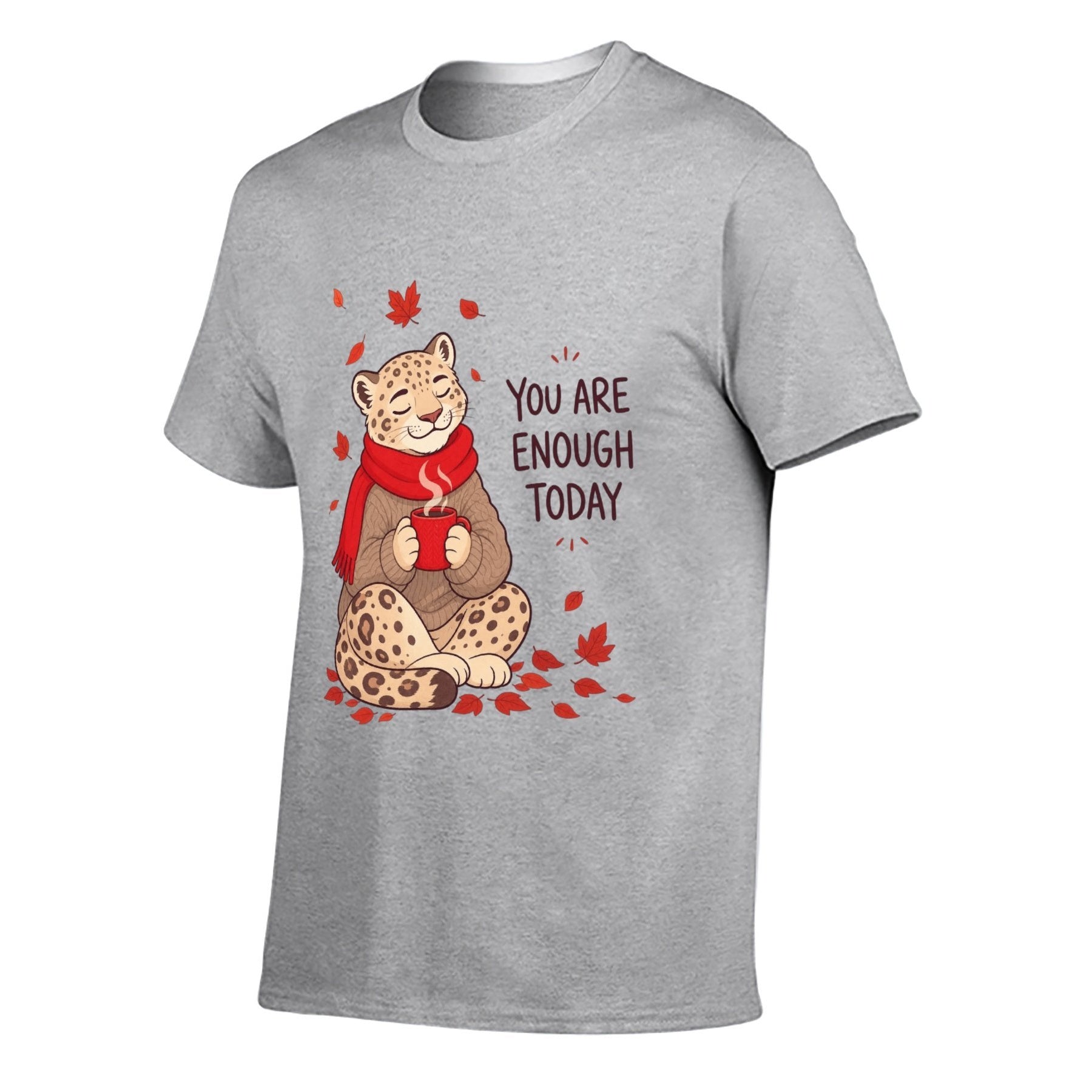You Are Enough Today Cat Unisex Graphic Tee - gray - 正面