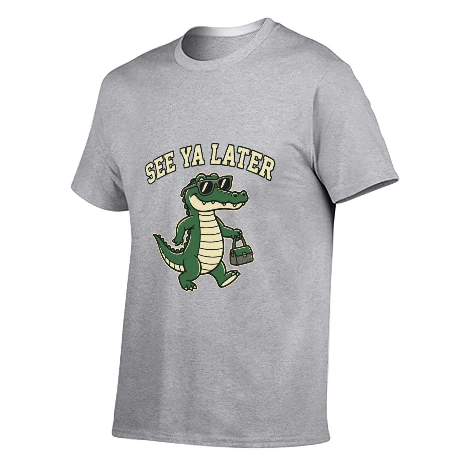 See Ya Later Crocodile Unisex Graphic Tee - gray - 正面