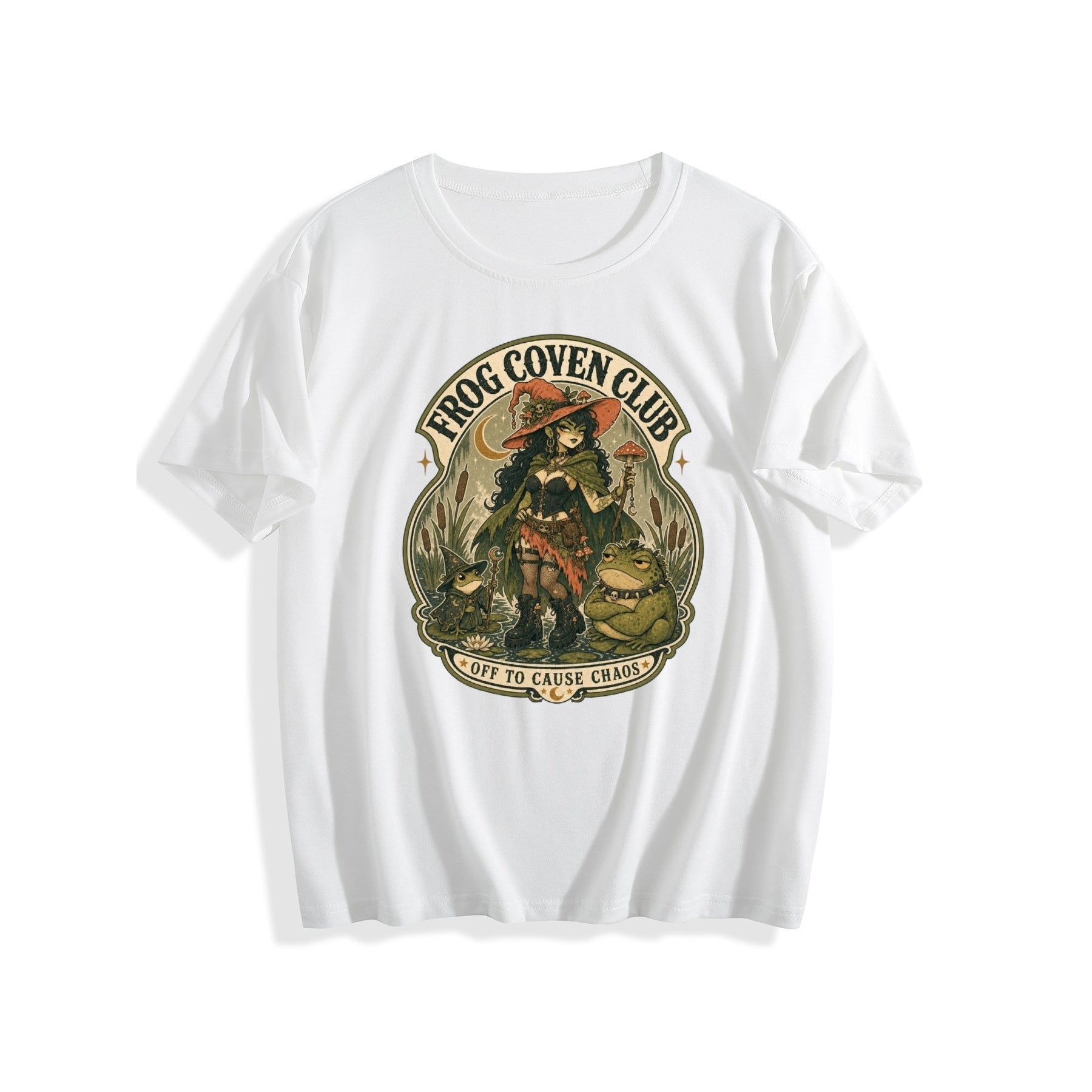 Frog Coven Club Women’s Graphic Tee - white - 正面
