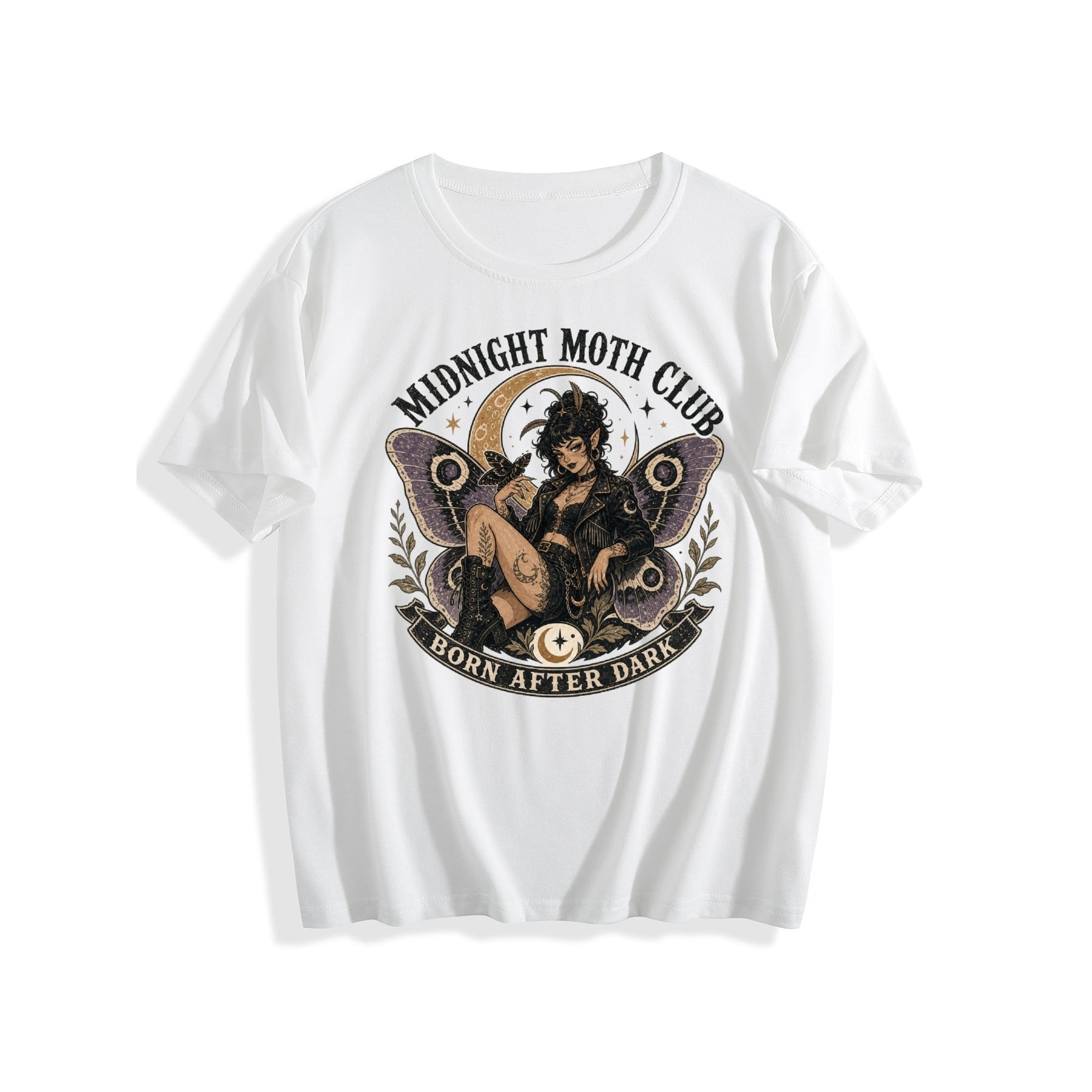 Midnight Owl Moon Women’s Graphic Tee - white - 正面