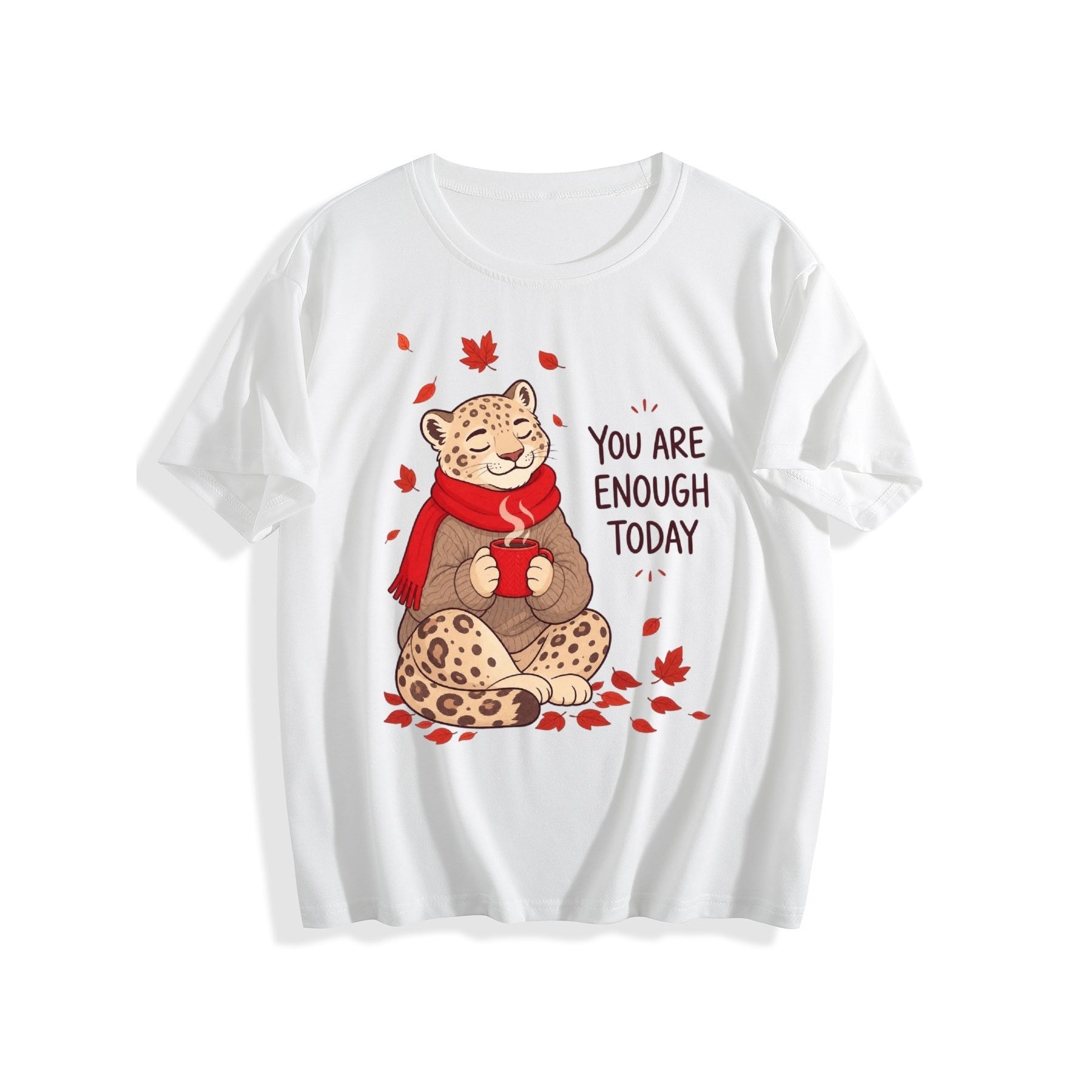 You Are Enough Today Cat Women’s Graphic Tee - white - 正面