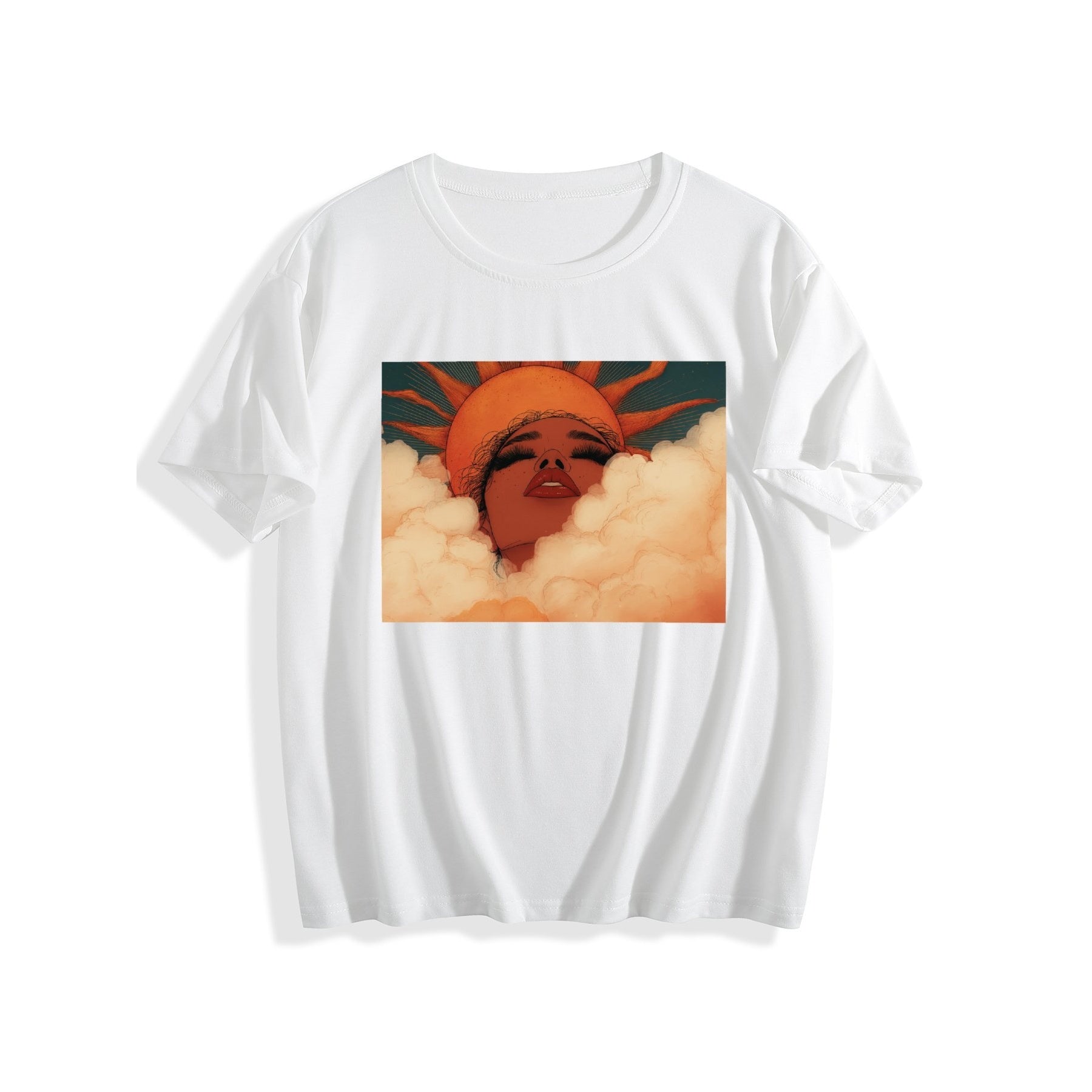 Retro Sunset Portrait Women’s Graphic Tee - white - 正面