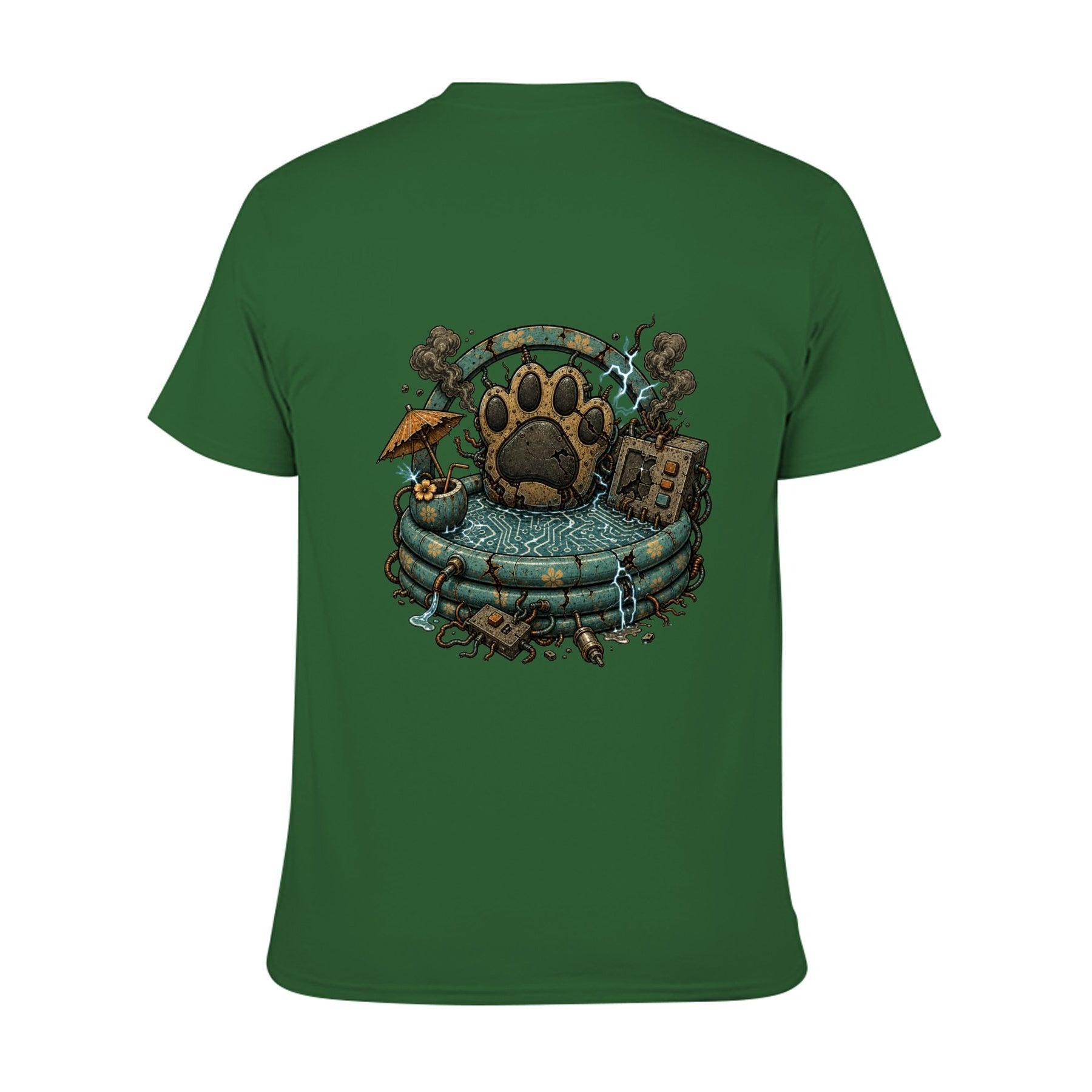 Paw Ritual Crest Two-Sided Unisex Graphic Tee - army green - 背面