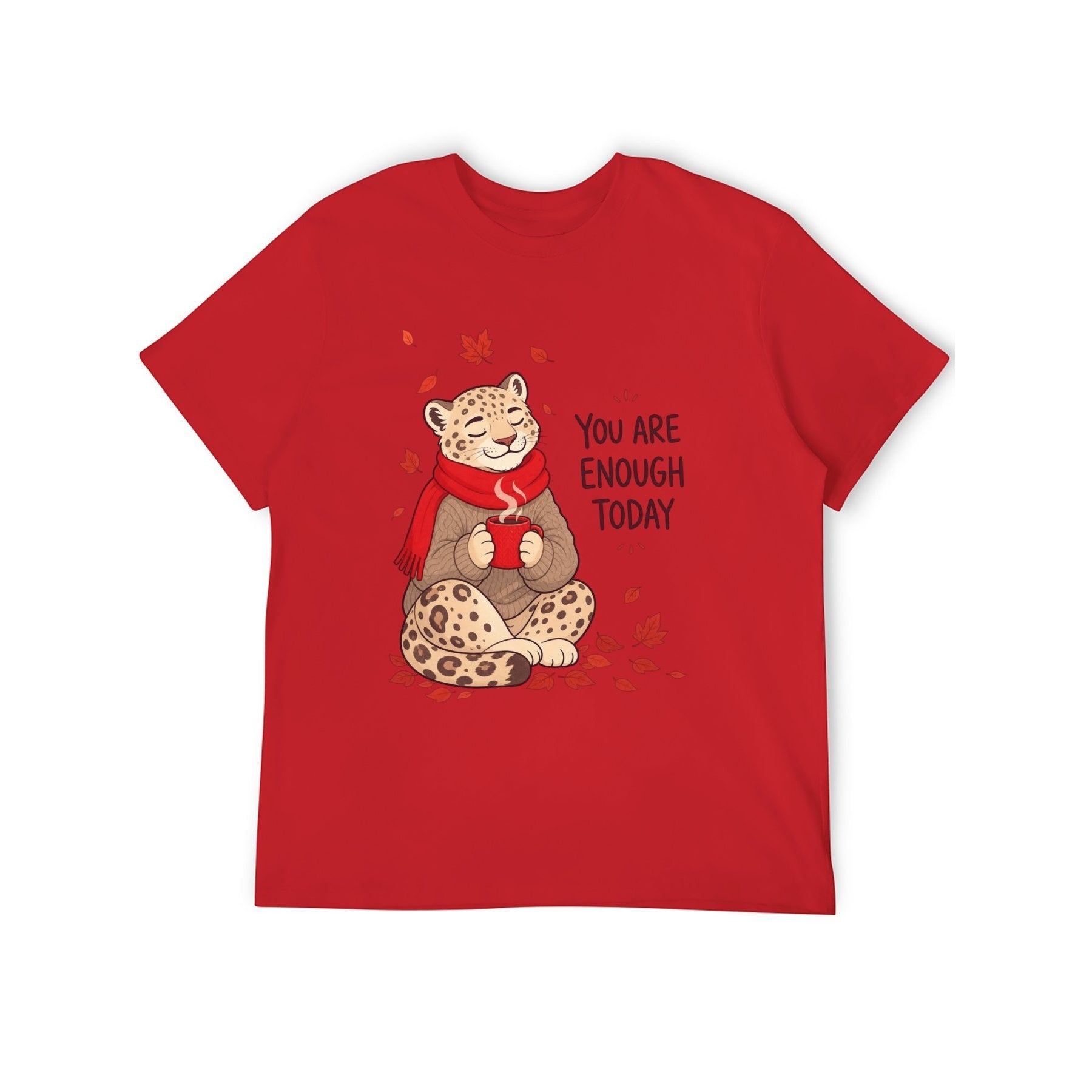 You Are Enough Today Cat Unisex Graphic Tee - red - 正面