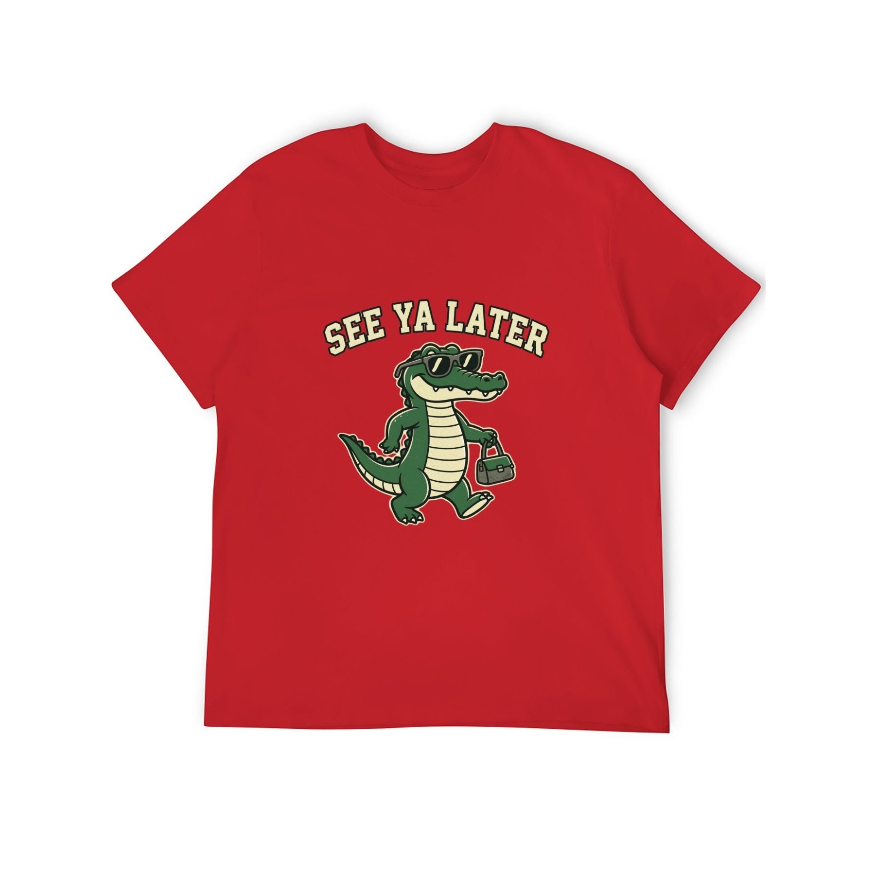 See Ya Later Crocodile Unisex Graphic Tee - red - 正面
