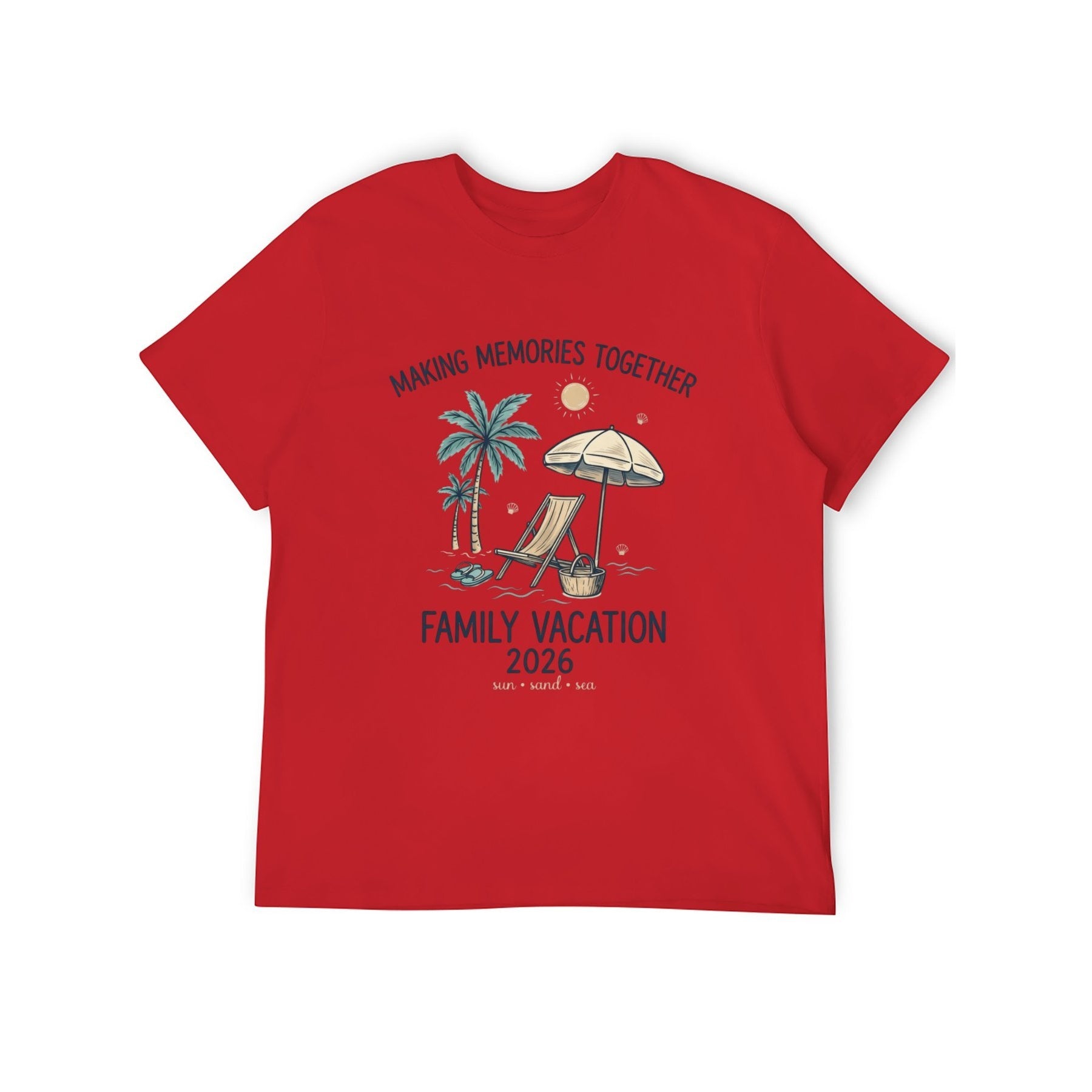 Family Vacation Retro Unisex Graphic Tee - red - 正面