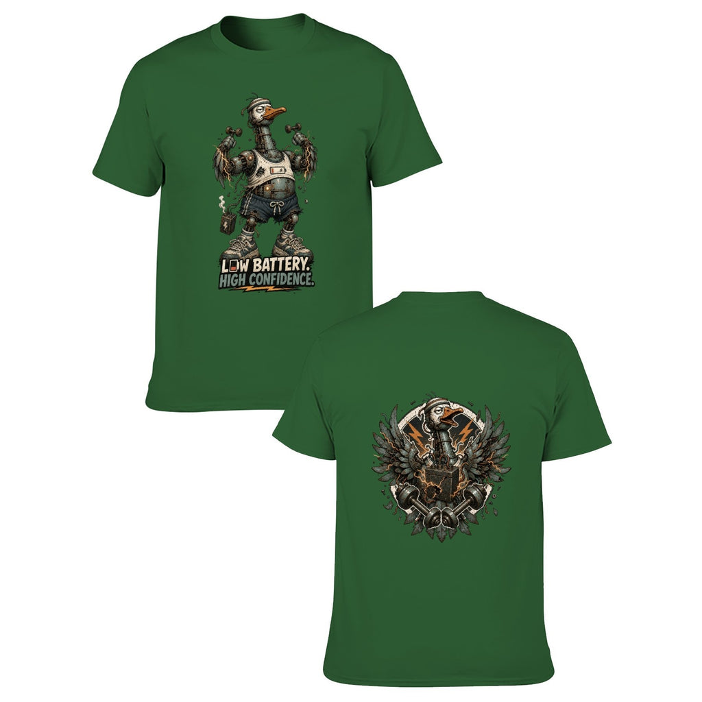 Gothic Crest Two-Sided Unisex Graphic Tee - army green - 正反两面