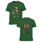 Mystic Owl Emblem Two-Sided Unisex Graphic Tee - army green - 正反两面