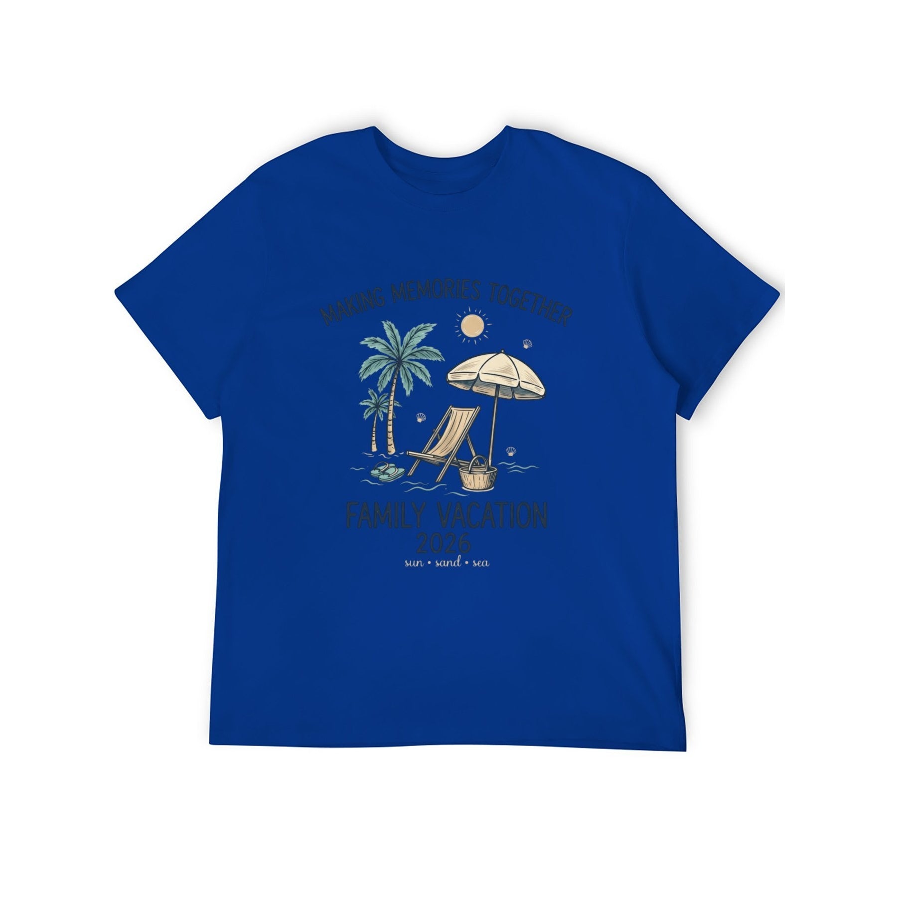 Family Vacation Retro Unisex Graphic Tee - sapphire blue - 正面