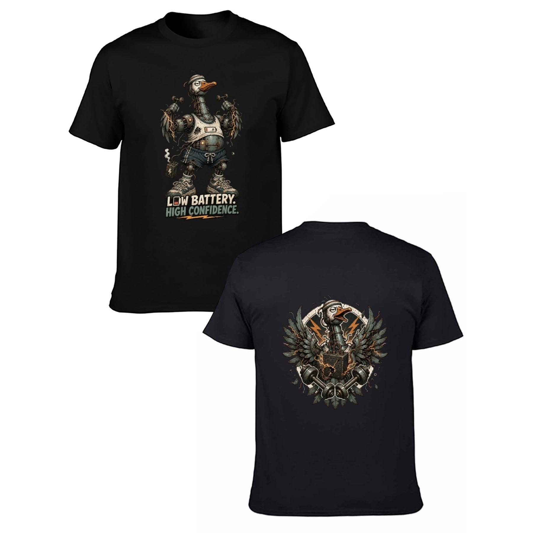 Gothic Crest Two-Sided Unisex Graphic Tee - black - 正反两面