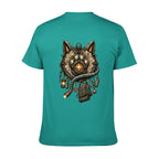 Mystic Owl Emblem Two-Sided Unisex Graphic Tee - blue-green - 背面