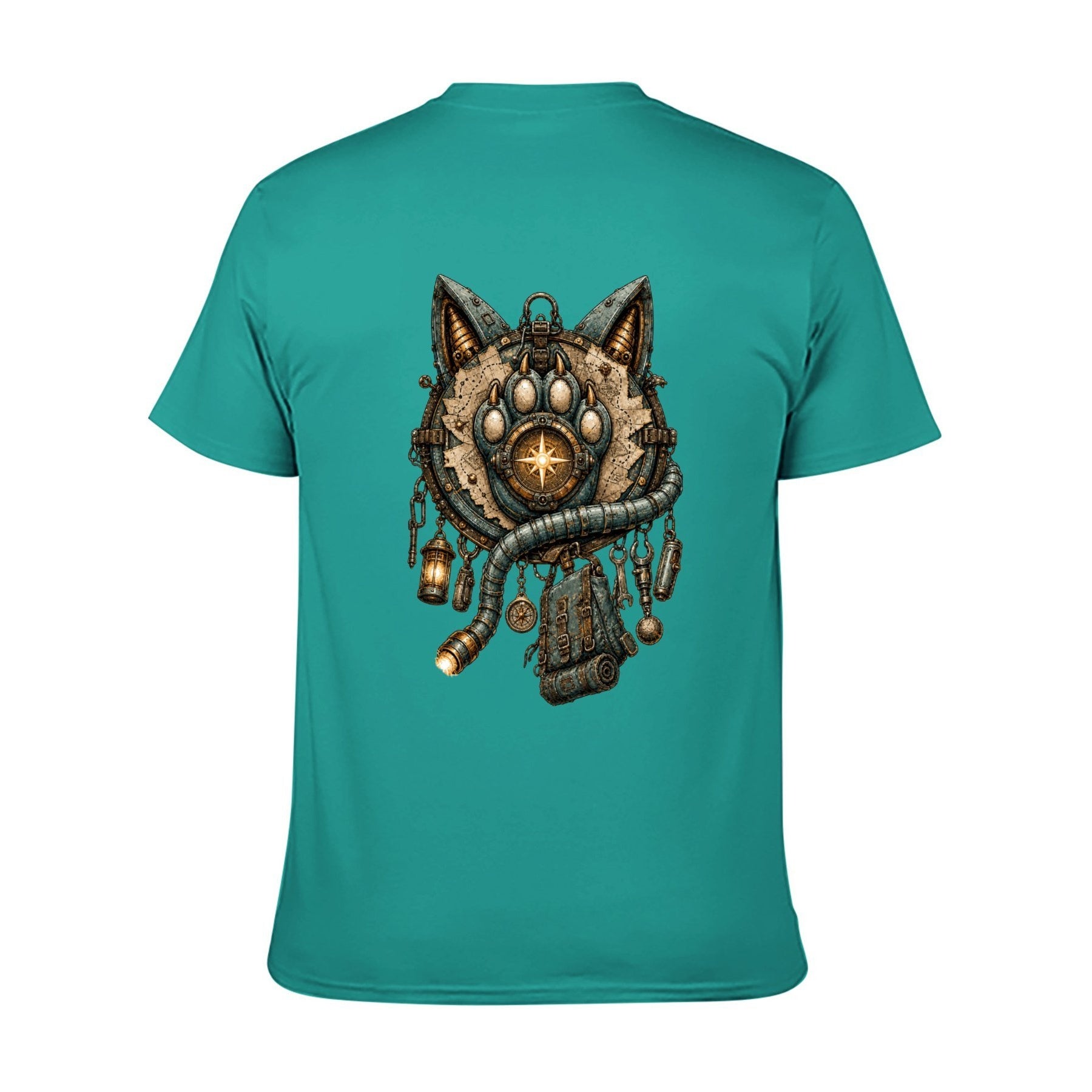 Mystic Owl Emblem Two-Sided Unisex Graphic Tee - blue-green - 背面