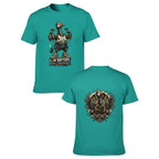 Gothic Crest Two-Sided Unisex Graphic Tee - blue-green - 正反两面