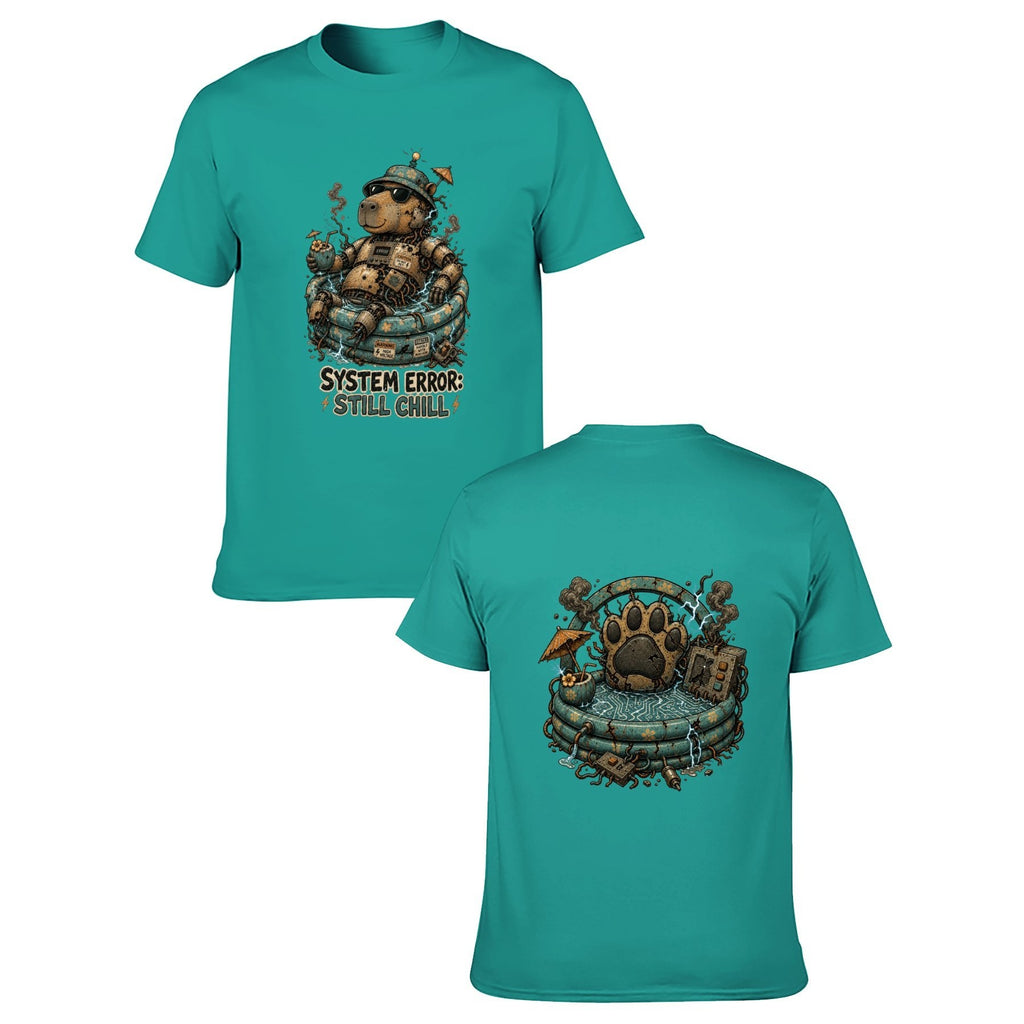 Paw Ritual Crest Two-Sided Unisex Graphic Tee - blue-green - 正反两面